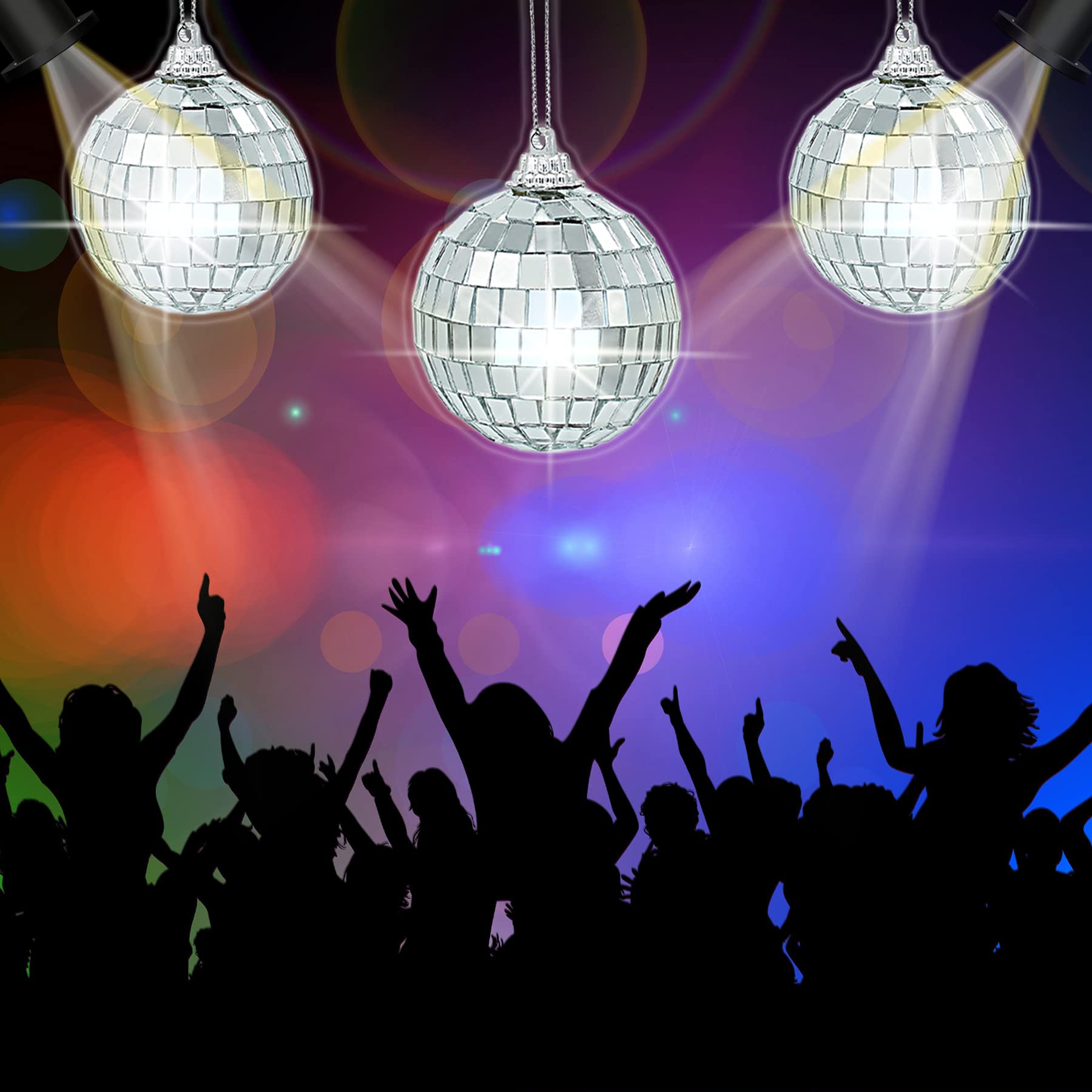 Gondiane 12 Pcs 2 Inches Disco Ball Ornaments Silver Mirror Balls For Christmas Tree Wedding Party Decoration