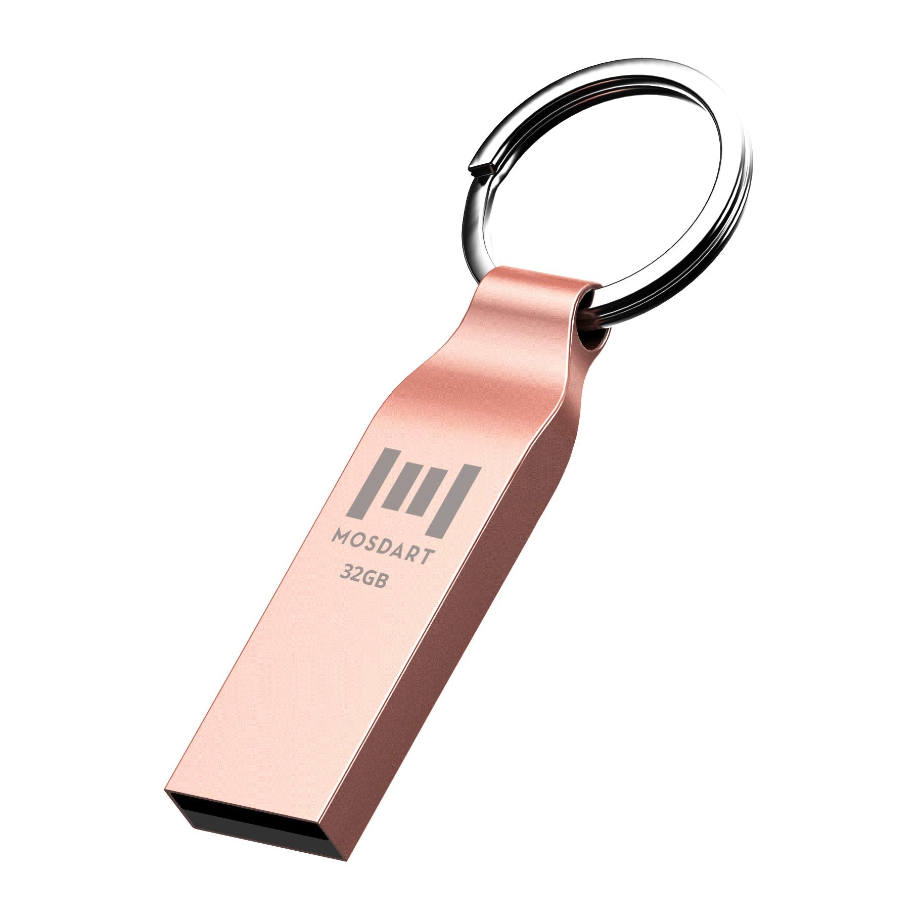 Mosdart 32Gb Fat32 Usb 2.0 Flash Drive Metal Thumb Drive With Keychain 32 Gb Waterproof Jump Drive 32G Memory Stick For Storage 