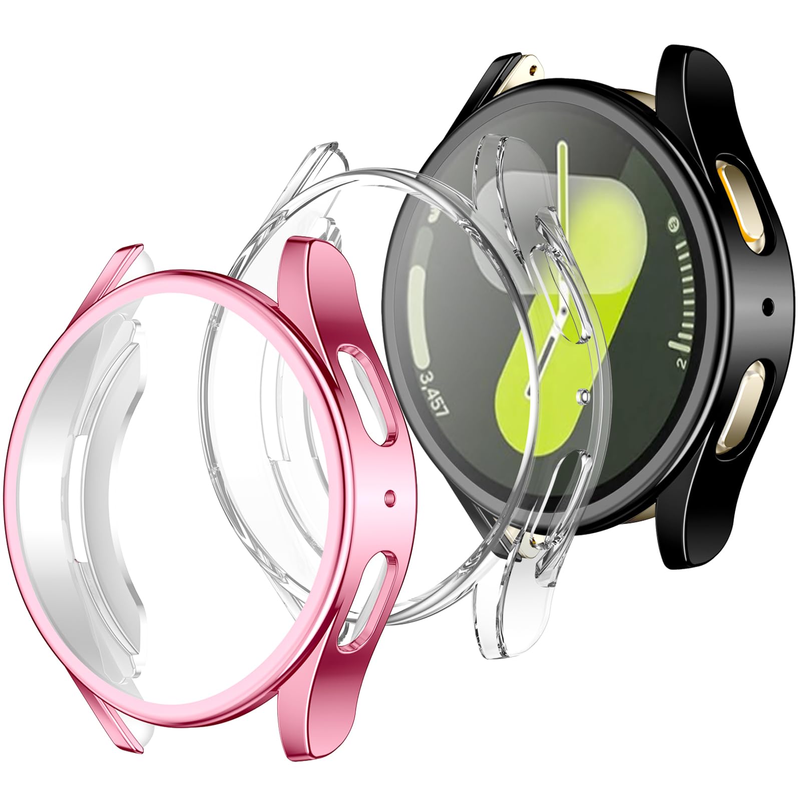 Geak 3 Pack Cover Compatible With Samsung Galaxy Watch 7 Case 40Mm, Soft Hd High Sensitivity Screen Protector With Tpu All Aroun