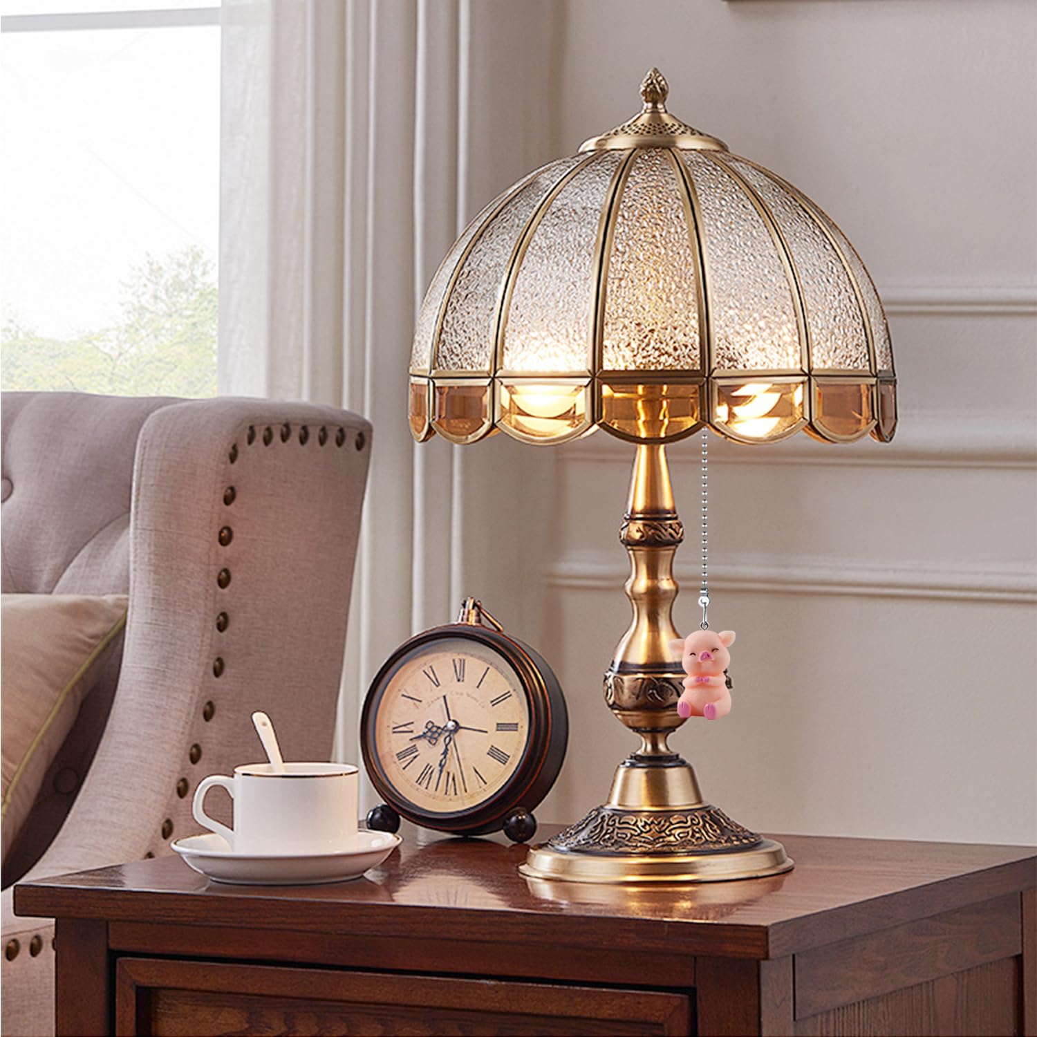 Dotlite Pig Ceiling Fan Pull Chain,Cute Pink Pig Farm Pulls Charm Extension Decorative,12In 3Mm Diameter Beaded Fan Light Pull C