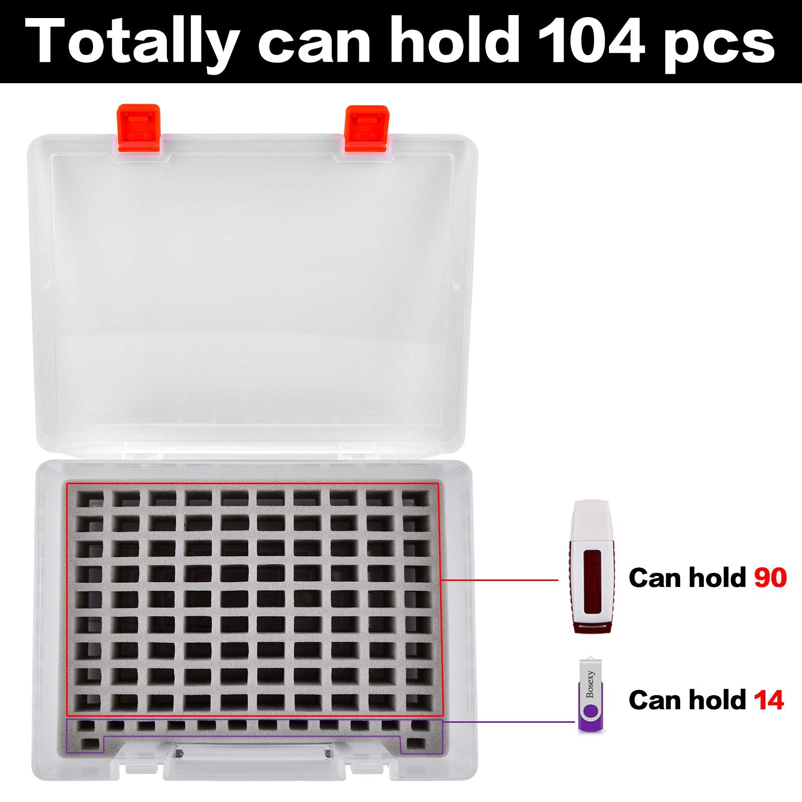 Flash Drive Case Usb Memory Stick Sd Card Storage Organizer  Holds 104Pcs Thumb Drive Electronic Accessories Holder For Sandisk/