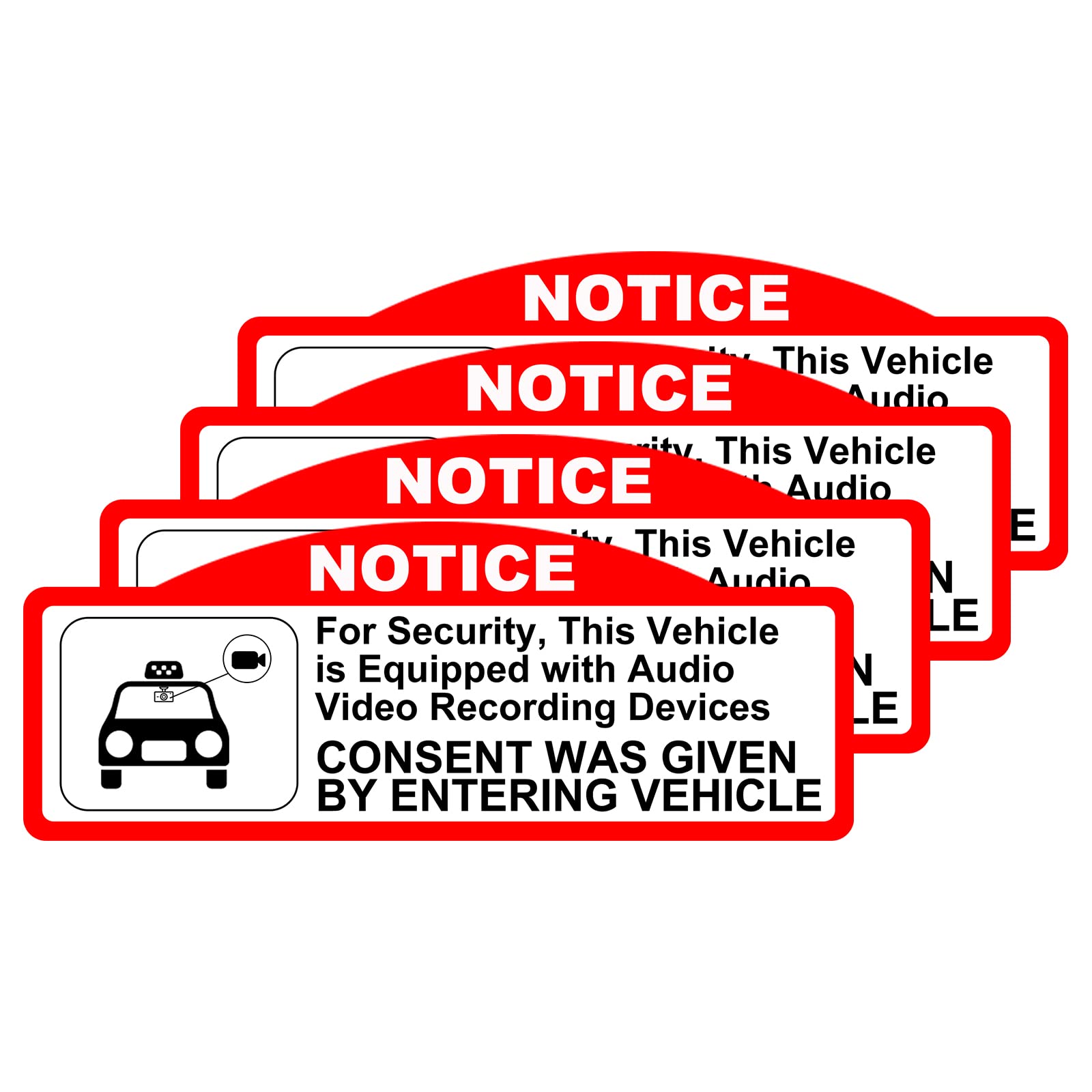 Keanboll 4 Pcs Car Video Recorder Stickers,Camera Audio Video Recording Window Cars Stickers,(9 X 3.5 Cm/W X H) Double Sided Vin