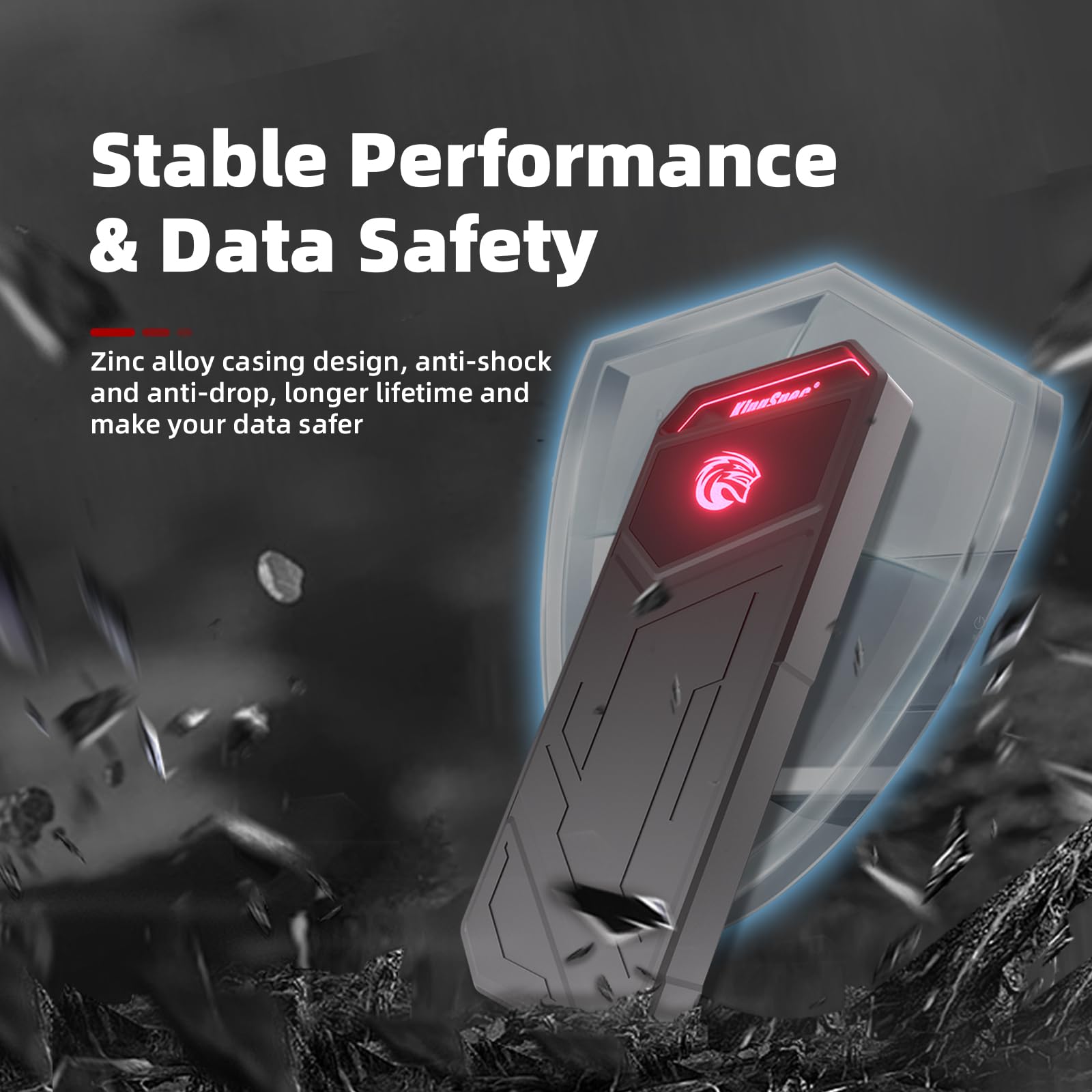 Kingspec Z5 512Gb External Ssd   2100Mb/S, Portable Solid State Hard Drives With Rgb Light, Zinc Alloy Case, Usb 3.2 Gen2X2 Inte
