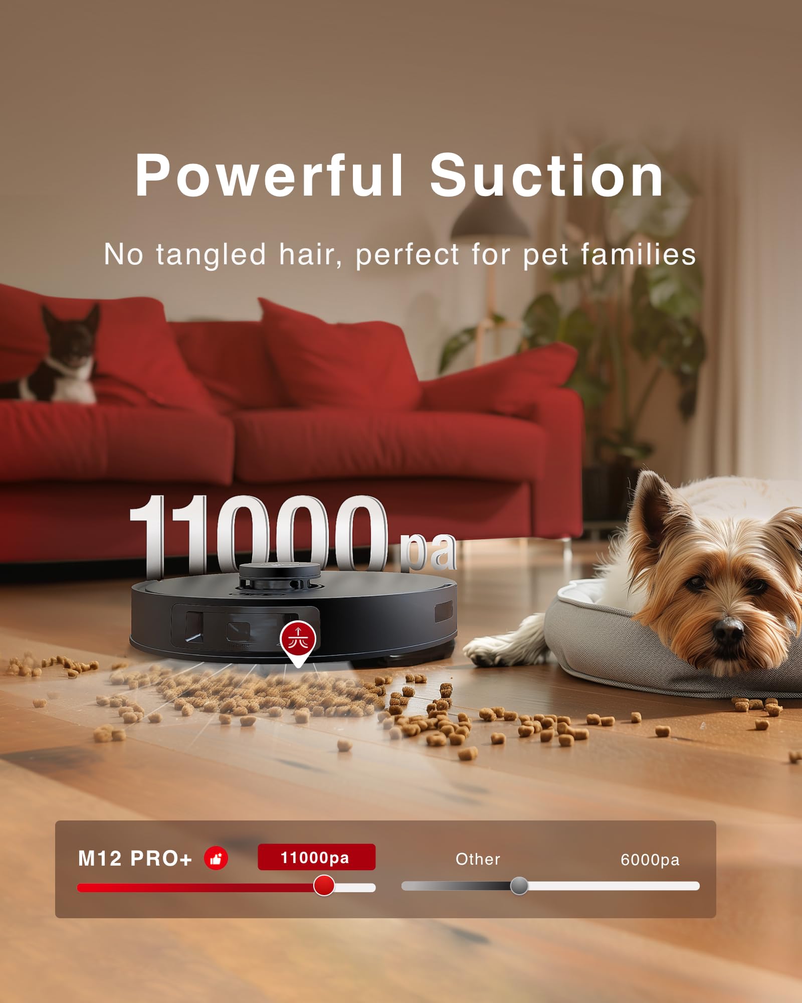 Yeedi M12 PRO+ Robot Vacuum and Mop - 11000Pa Suction, ZeroTangle, TruEdge Mopping, Auto Mop Wash, Black