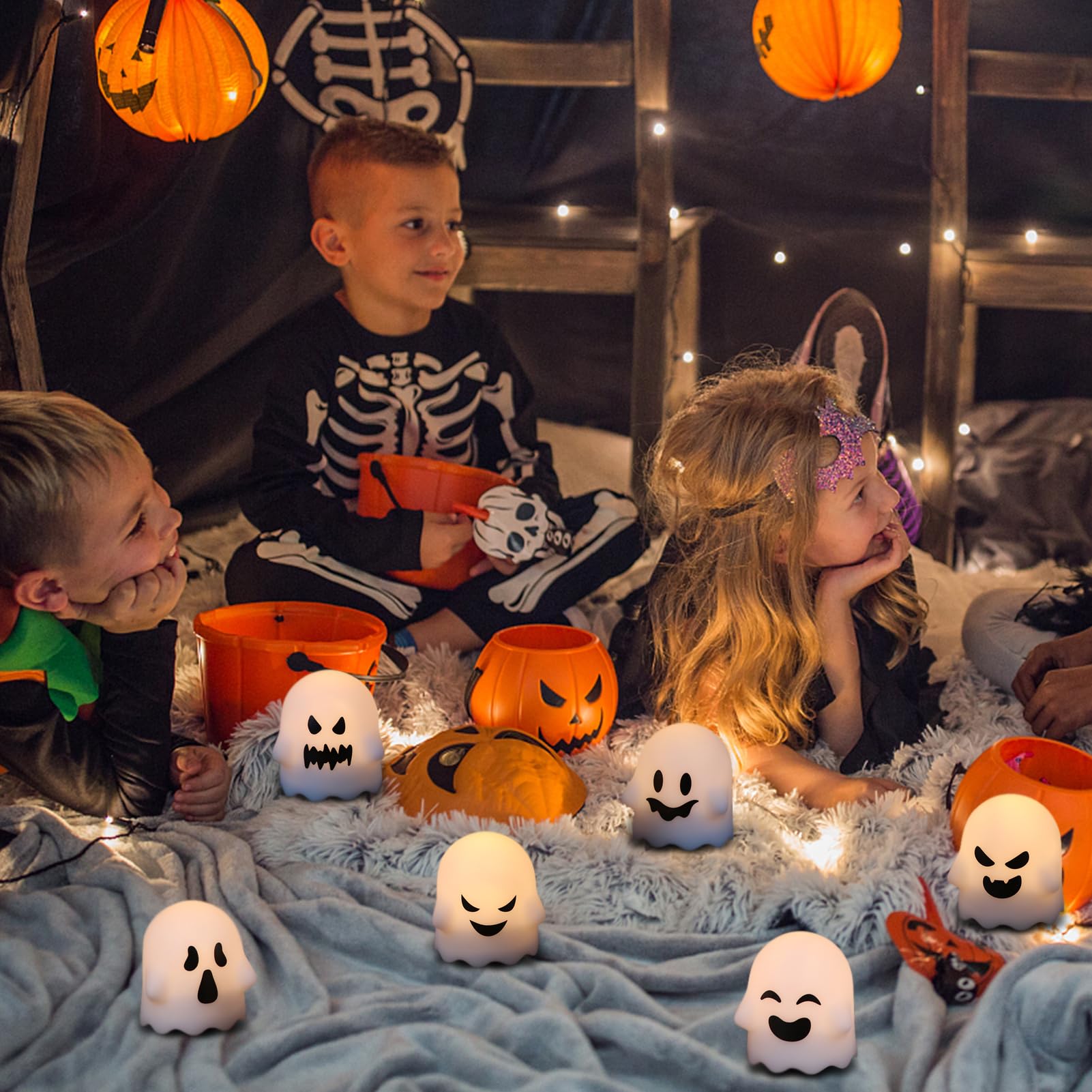 Dromance Ghost Flickering Flameless Candles Battery Operated With Remote And Timer 6 Pack Spooky White Led Tea Lights Candles Di