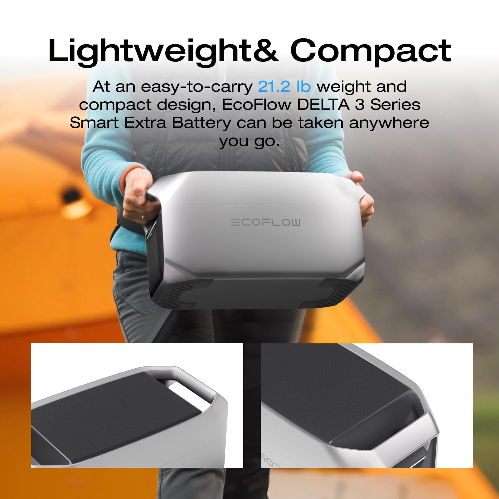 Ef Ecoflow Portable Power Station Delta 3 Plus With Smart Extra Battery, Expand Capacity From 1024Wh To 2048Wh, Solar Generator