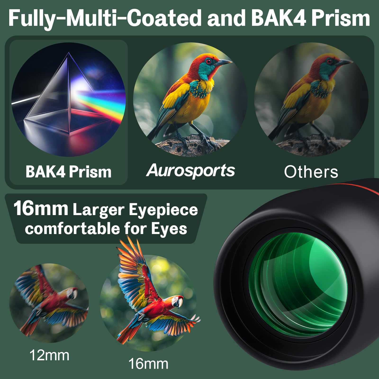 30X60 Small Binoculars For Adults Folding Bird Watching - Aurosports Mini Compact Binocular For Kids High Power Easy Focus Binoc