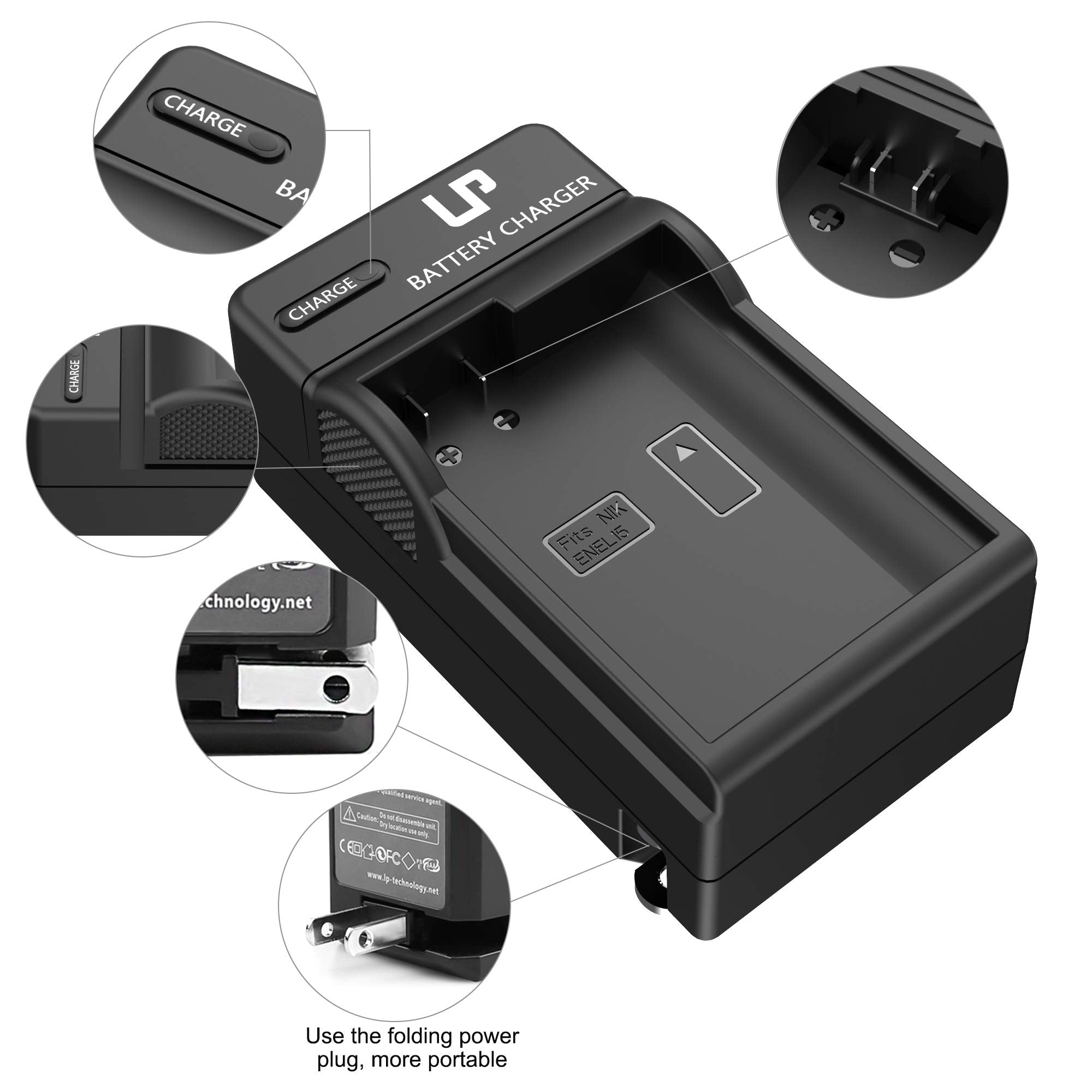 En El15 En El15A Battery Charger, Lp Charger Compatible With Nikon D7500, D7200, D7100, D7000, D850, D750, D500, D810A, D810, D8