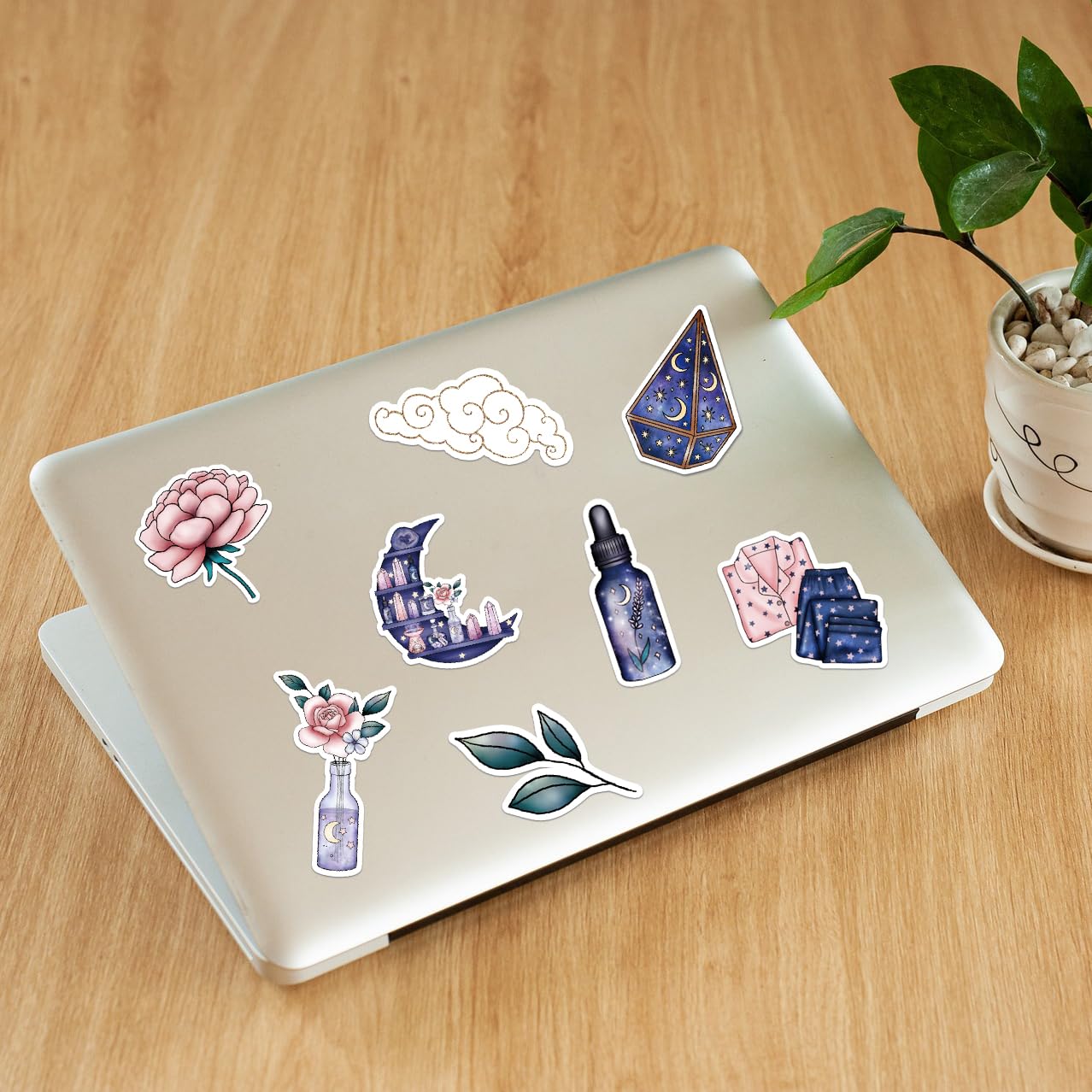 Yoksas Magic Moon Stars Astrology Stickers   50Pcs Waterproof Vinyl Midnight Fantasy Aesthetic Celestial Witch Stickers For Wate