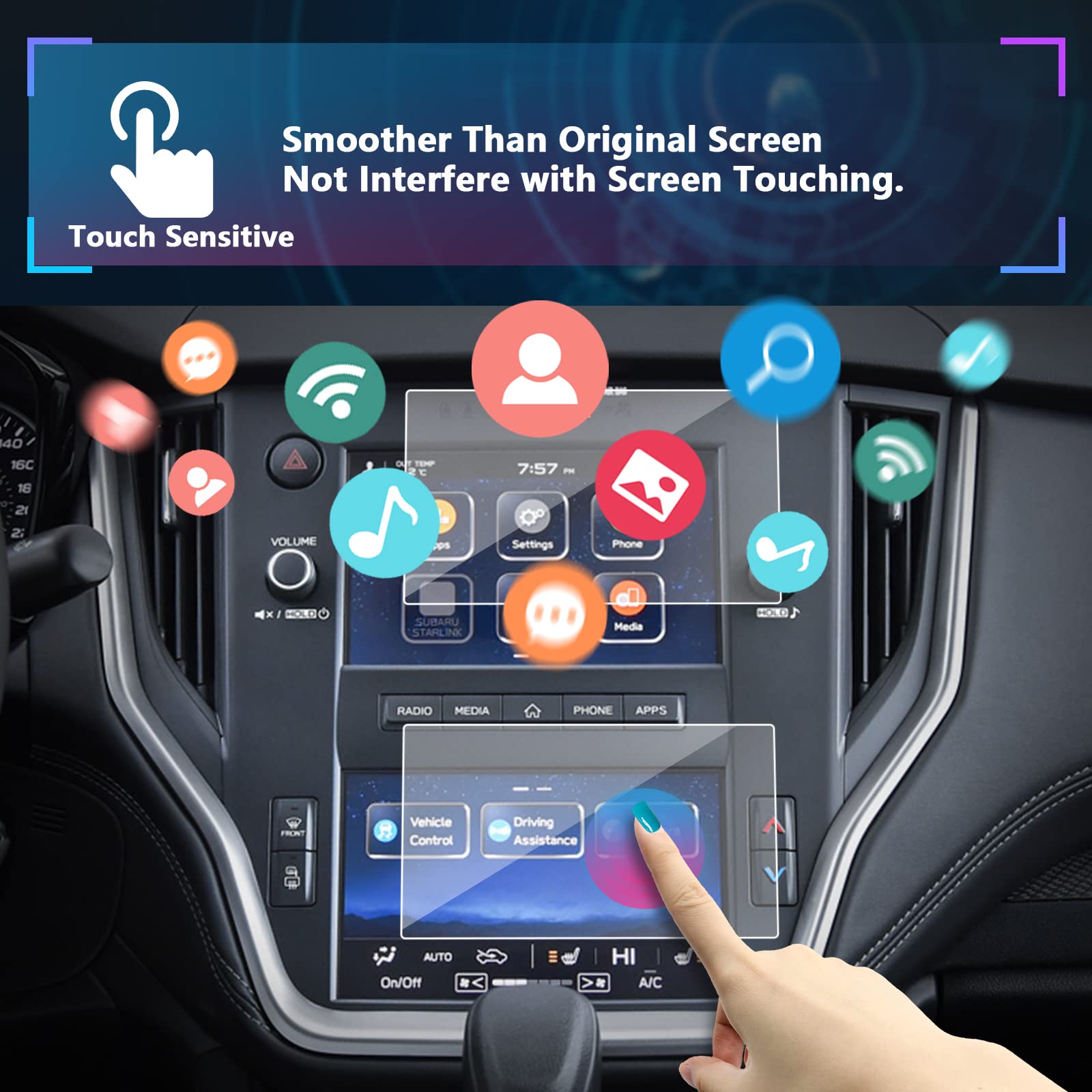 Sxcy For 2020 2025 Subaru Wrx Outback Legacy 2025 Forester Screen Protector 2024 2025 Outback Wrx Forester Accessories Touch Screen [2Pcs 7 In Glass]