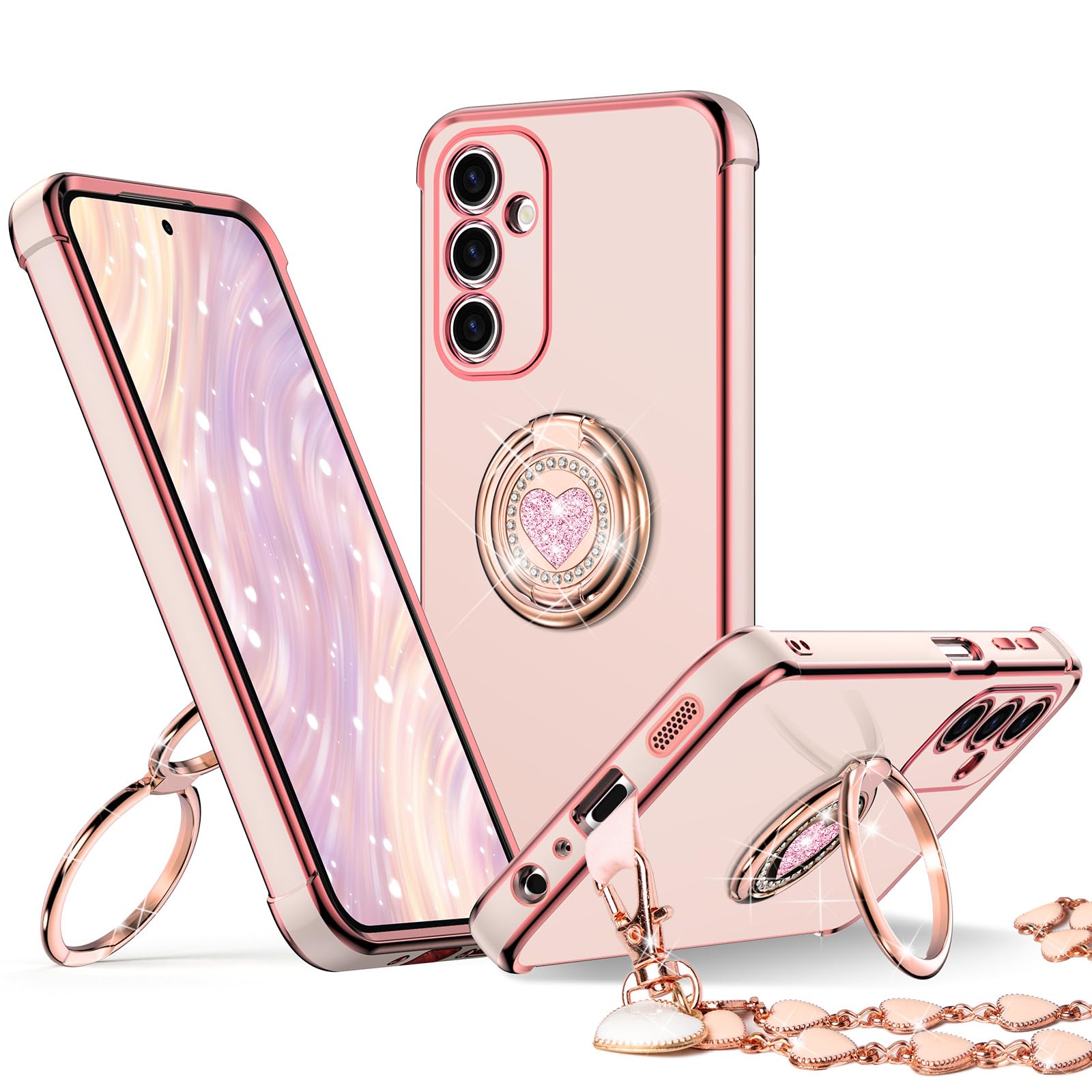 Xyz For Galaxy A15 5G Case With Stand, For Samsung Galaxy A15 5G Case With Double Ring, Women Girls Bling Luxury Protective Phon