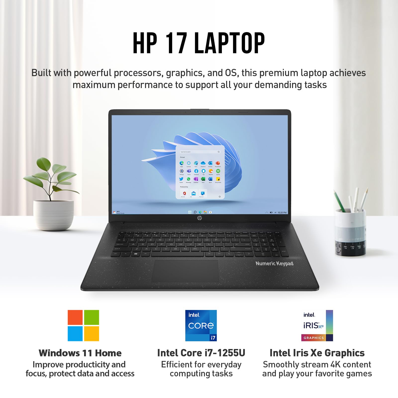 Hp 17 Laptop Computer, 17.3 Inch Fhd Business Laptop Pc, Deca-Core I7, 32Gb Ram, 2Tb Ssd, Windows 11 Pro, Lifetime Microsoft Off