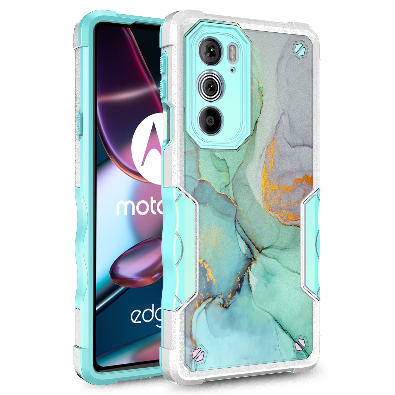 Rosebono For Motorola Edge 2022 Case, Motorola Edge 5G Uw 2022 Case, Hybrid Dual Layer Graphic Design Pattern Heavy Duty Protect