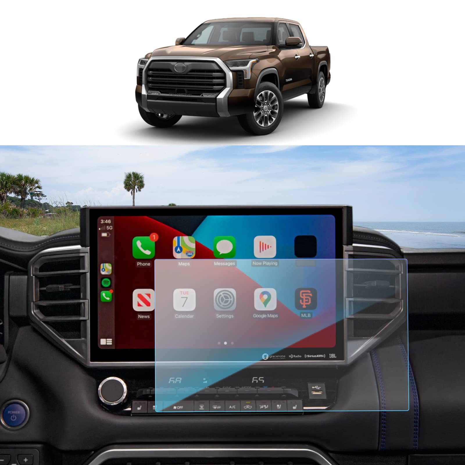 Sktu 2023 2024 2025 Tundra Accessories Screen Protector For 2022 2025 Toyota Tundra/ 2023 2025 Toyota Sequoia 14In Navigation Tempered Glass Hd Clear