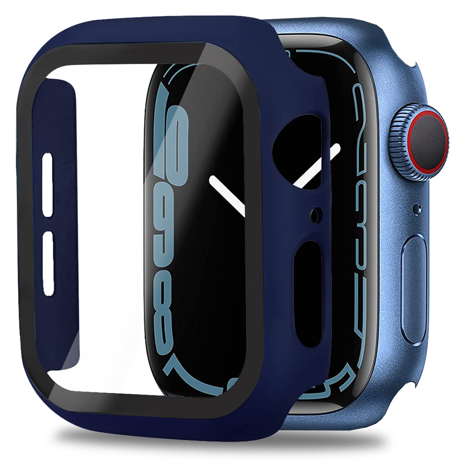 Miimall Compatible Apple Watch Series 8 Case 41Mm With Screen Protector Anti Scratch Shockproof Hard Pc And Tempered Glass Film