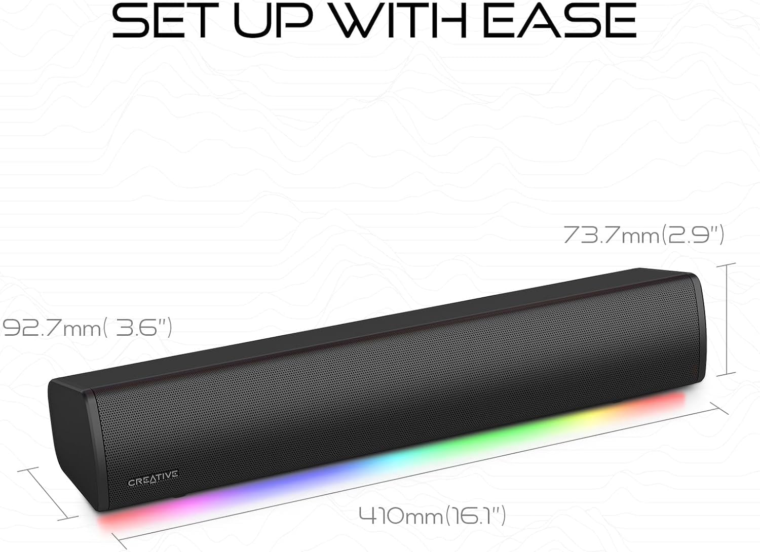 Sound Blaster Gs3 Compact Rgb Gaming Soundbar With Superwide Technology, Powered Via Usb, Bluetooth 5.4, Headphone Out Port, For