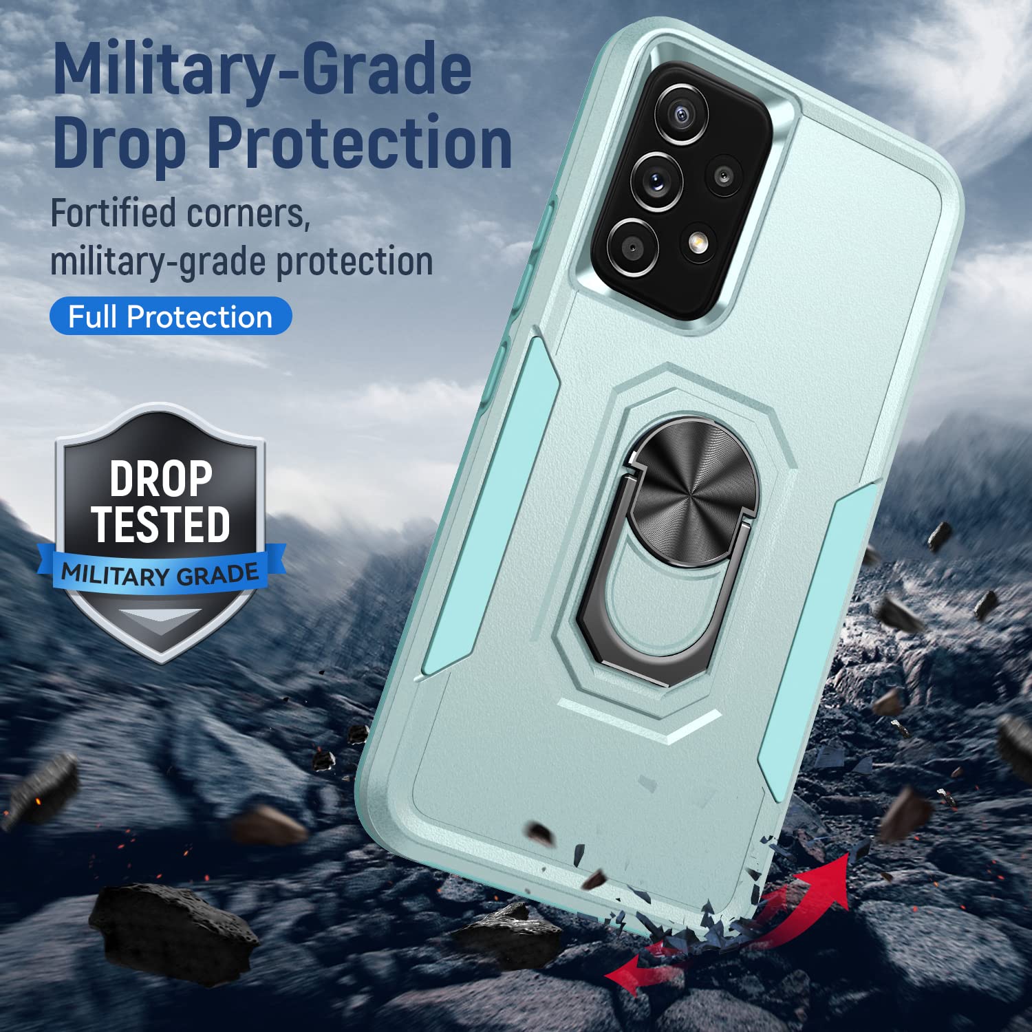 Janmitta Compatible With Samsung Galaxy A53 5G Case,With 1 Pack Screen Protector+1 Pack Camera Lens Protector,Shockproof Full Bo