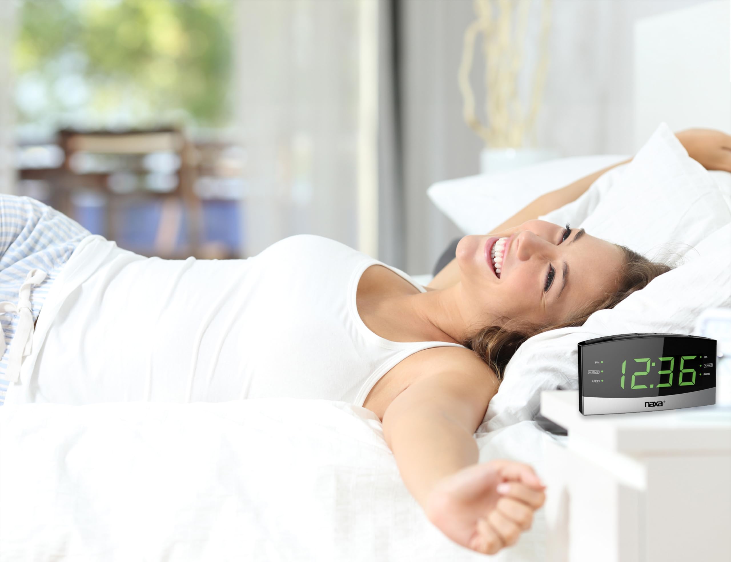 Naxa Nrc 181 Bluetooth Easy Read Dual Alarm Clock With Daily Repeat