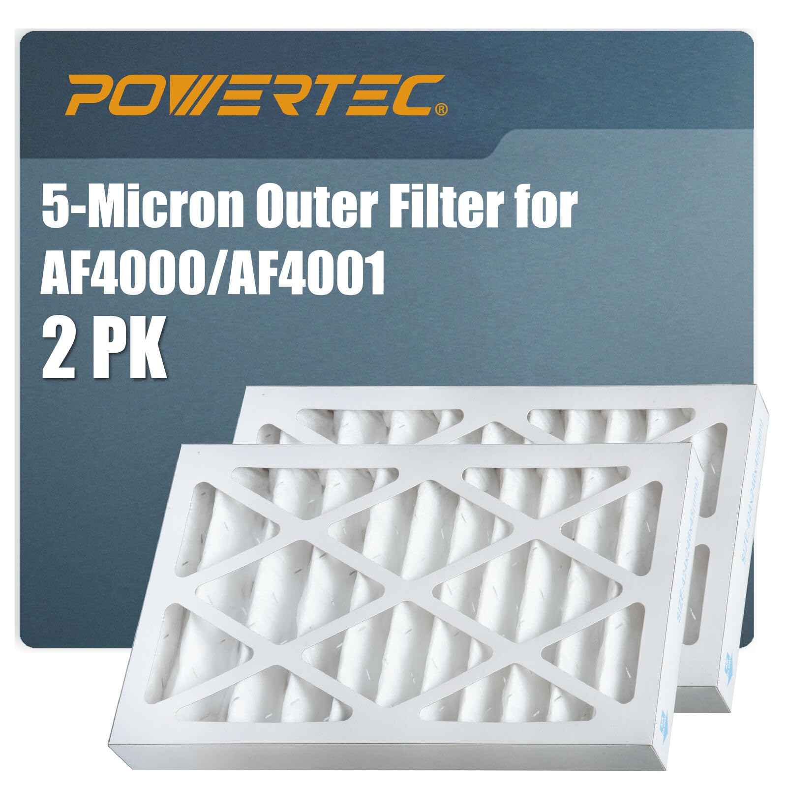 Powertec 5 Micron Outer Filters For Powertec Af4000/Af4001 & Wen 3410 Air Filtration System, Replacement For Wen 90243 027 2 Woo