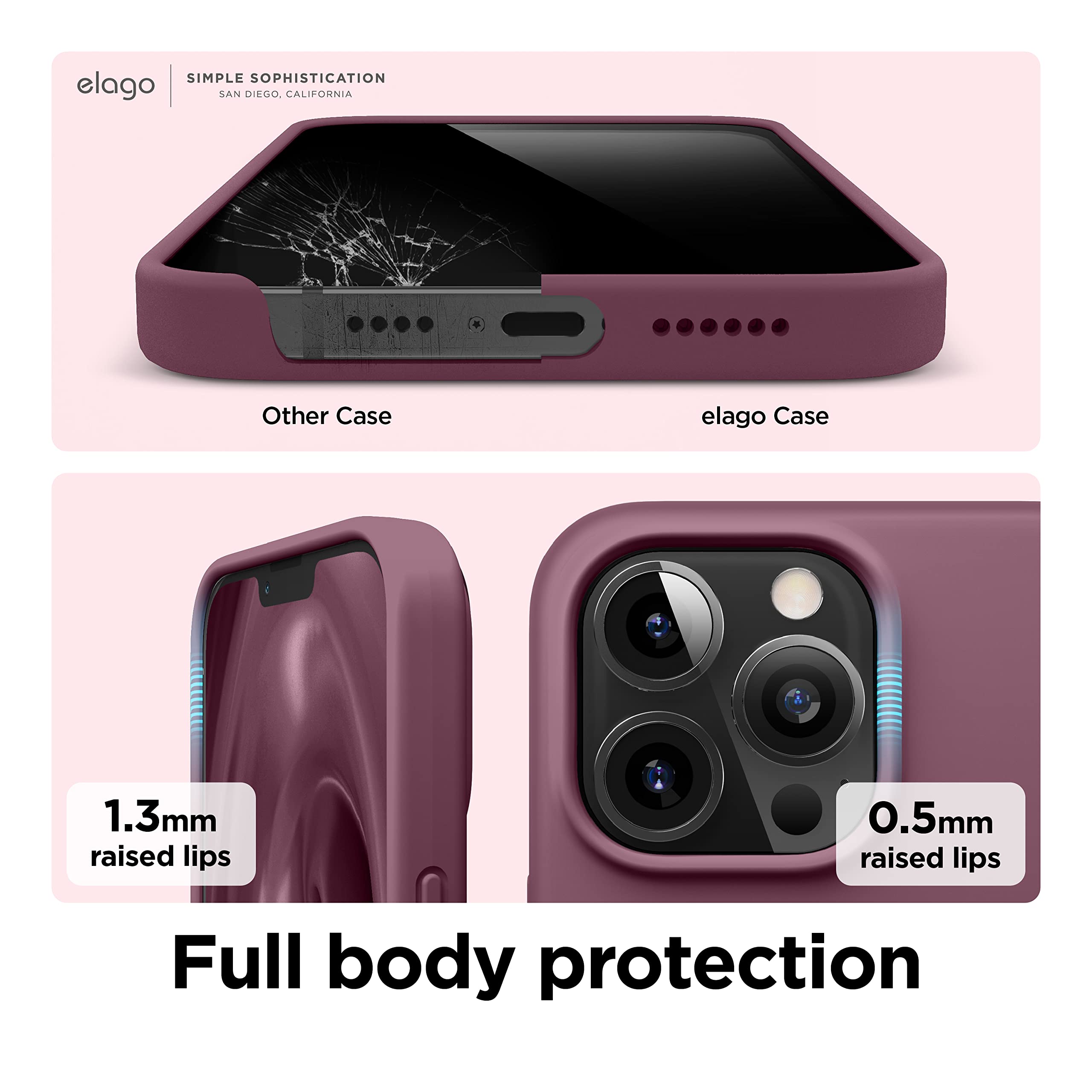 Elago Liquid Silicone Case Compatible With Iphone 13 Pro Max (6.7 Inch),Premium Silicone,Full Body Protection   3 Layer Shockpro