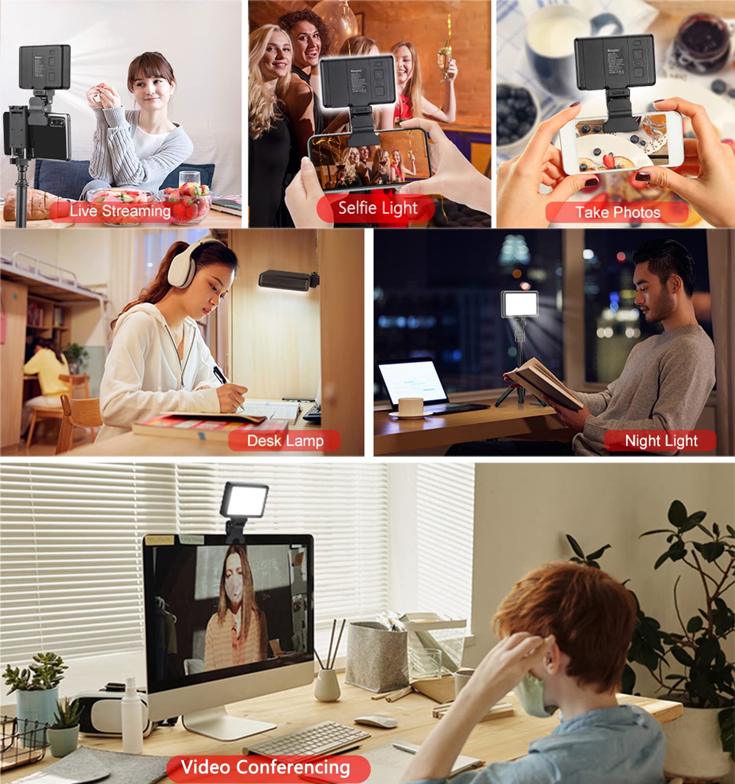 King Ma Portable Selfie Light, 3 Models Phone Light Led Video Clip Light Rechargeable Streaming Filming Light For Tiktok Live St