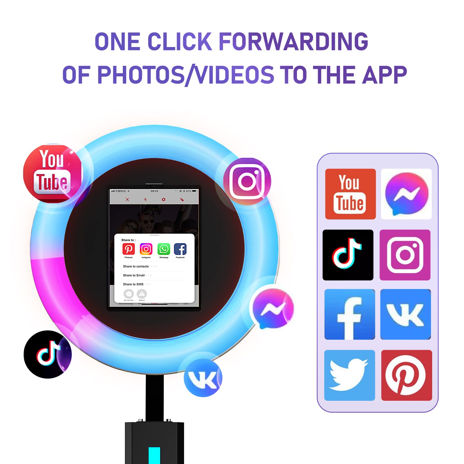 Harzhi Portable Photo Booth Compatible With Ipad 12.9In 10.9In 10.2In,For Ipad Photo Booth Shell Stand Stand Software App Contro