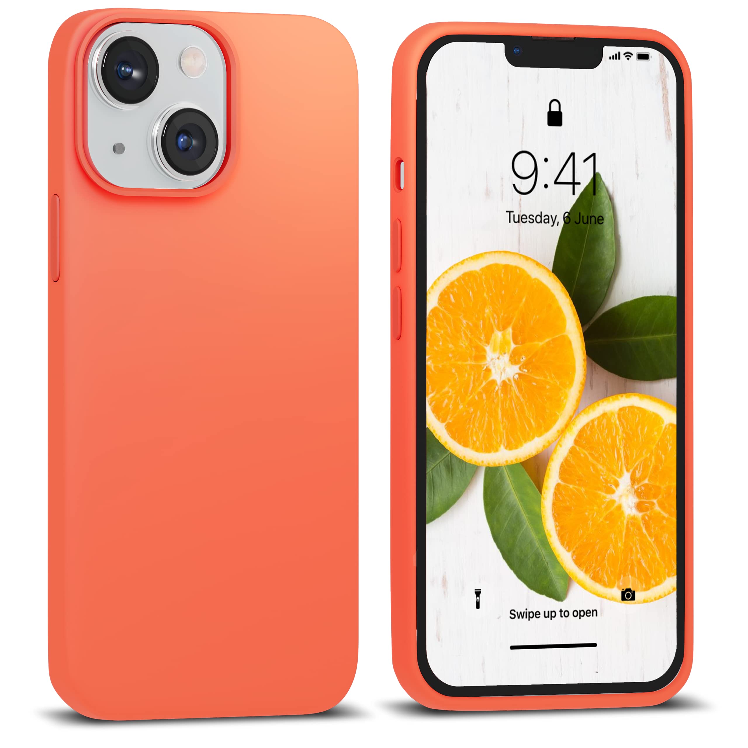 Icesword Iphone 13 Mini Case Orange, Silicone Phone Cases Cover Ultra, Slim Gel Shockproof Protective [Soft Anti Scratch Microfi