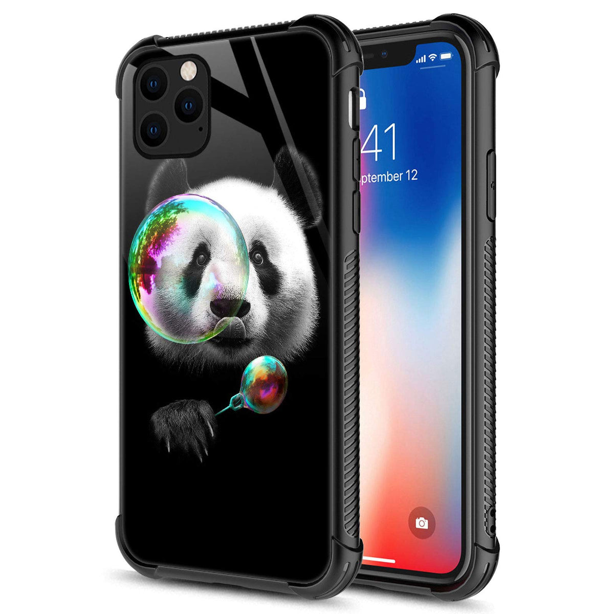 Carloca Compatible With Iphone 12 Pro Case,Cute Panda Blowing Bubbles Iphone 12 Pro Cases For Girls,Graphic Design Shockproof An