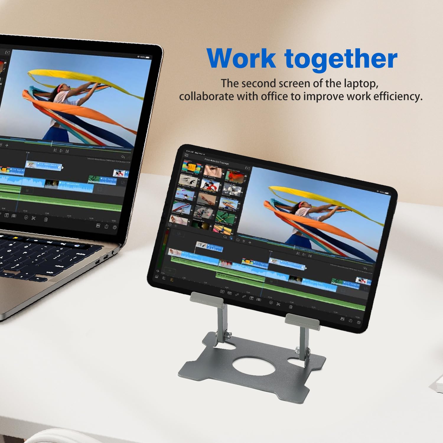 Kabcon Tablet Stand,Tablet Holder For Ipad,Adjustable Portable Multi Angle Desktop Stand Compatible With Ipad Pro 9.7 10.5 12.9 Air Mini 1 4,Galaxy Tabs,Surface Pro Tablets,Kindle,E Reader,Nexus Grey