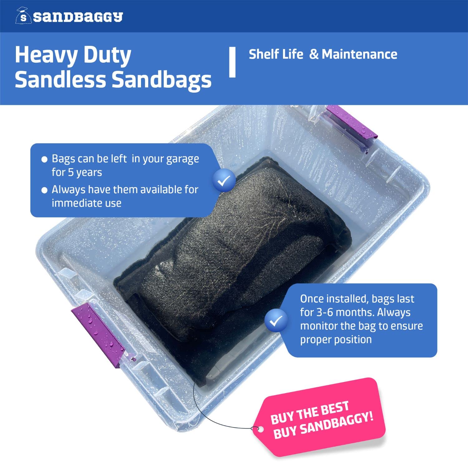 Sandbaggy 14'' X 26'' Water Activated Sandless Sandbags   Flood Barriers, Erosion Control   Made In The Usa (Black) (5)