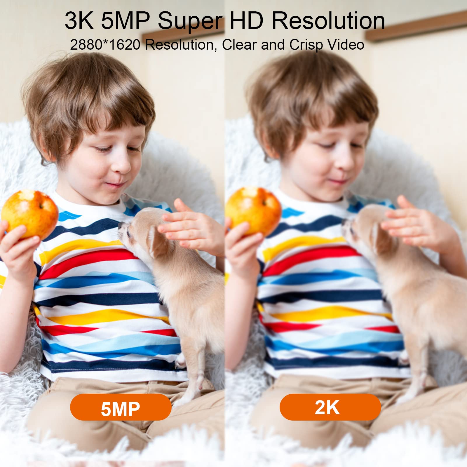 Krumano Indoor Security Camera, 5Mp Super Hd 5Ghz Wifi Camera For Home Security, Pan/Tilt Wireless Pet Dog Baby Camera With Phon