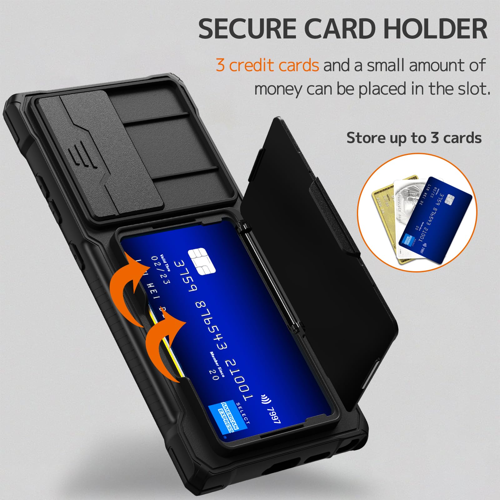 Ninki Galaxy S24 Ultra Case, Compatible 5G Phone Wallet With Camera Cover, Card Holder & Stand, Black