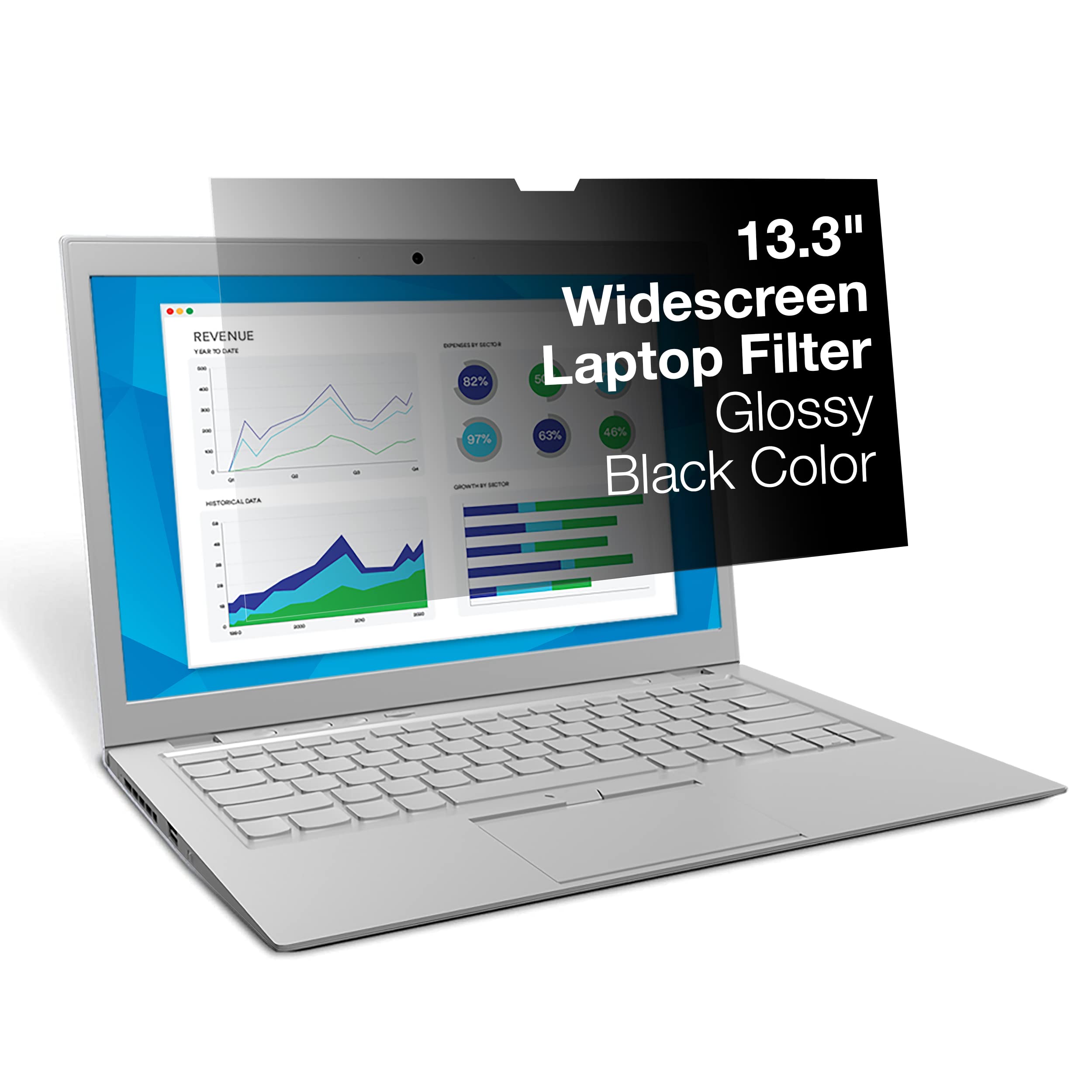 3M Privacy Filter for 13.3 Inch Widescreen Laptop, COMPLY Attachment for Flip-Share, Reversible Gloss/Matte, Reduces Blue Light,