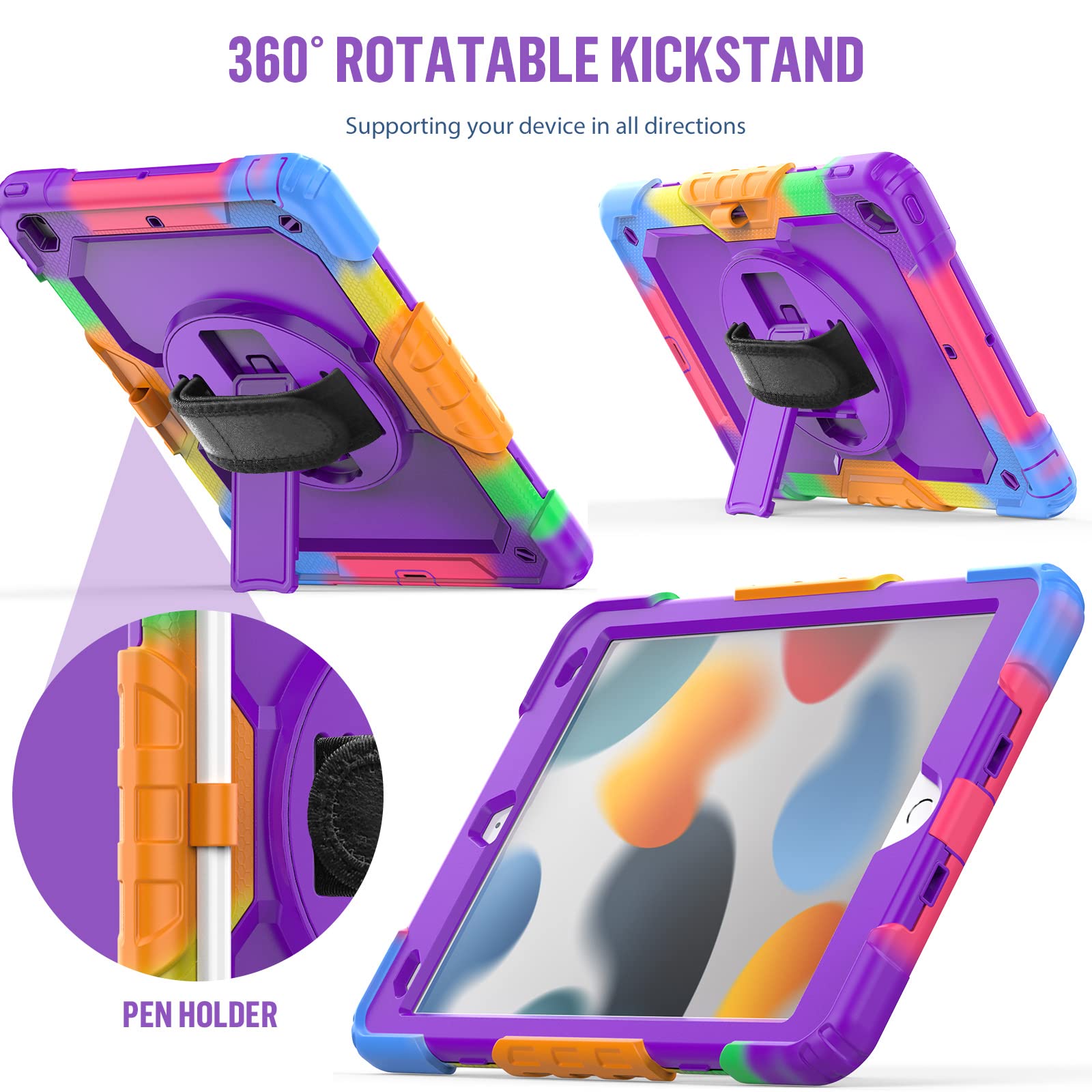 Blosomeet Case For Ipad 9Th/8Th Generation 2021/2020 10.2 Inch With Tempered Glass Screen Protector |Rugged Shockproof Ipad 7Th