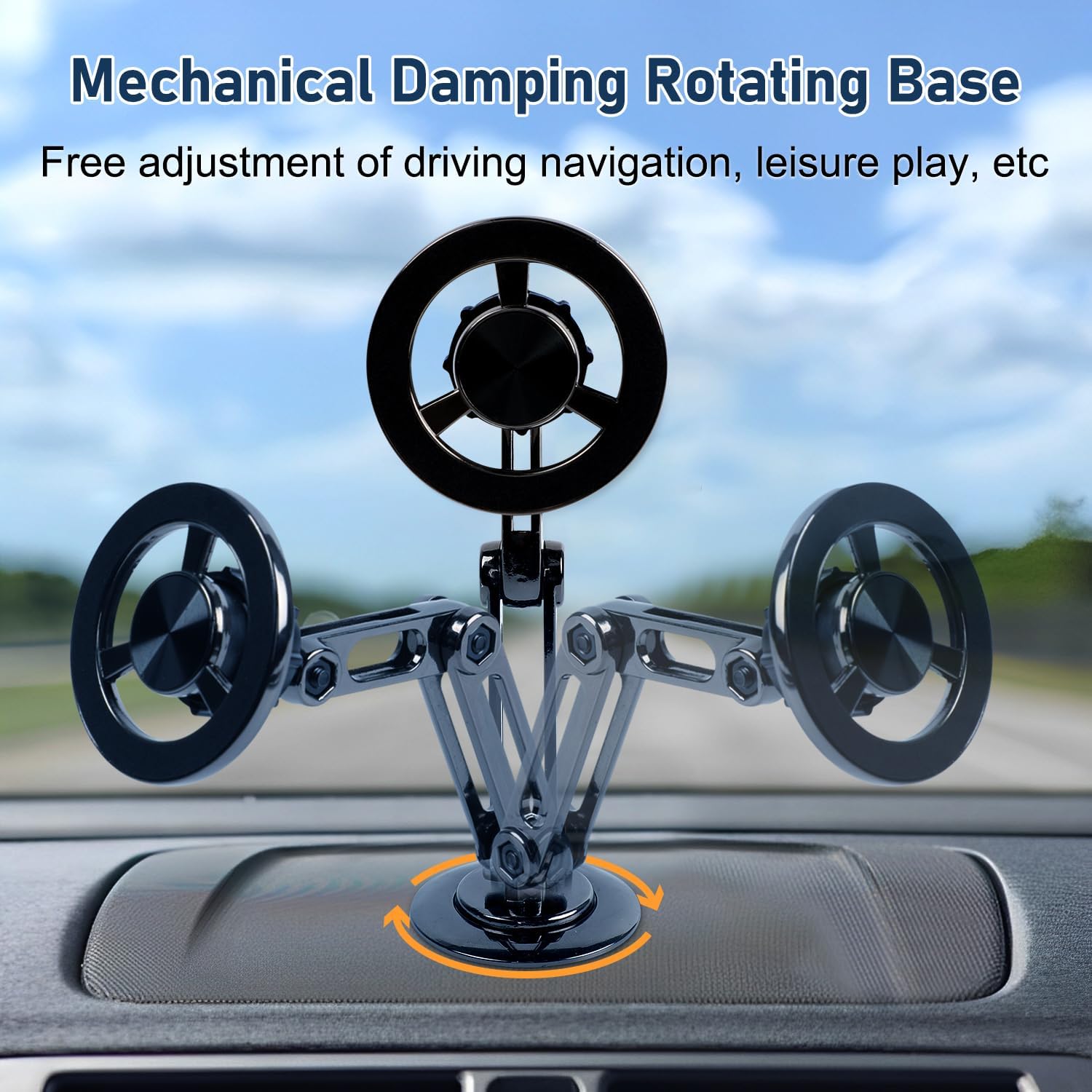 Universal 360 Pro Magnetic Suction Phone Holder Car,Alloy Folding Magnetic Cell Phone Holder For Car [Super Strong Magnet] Brack