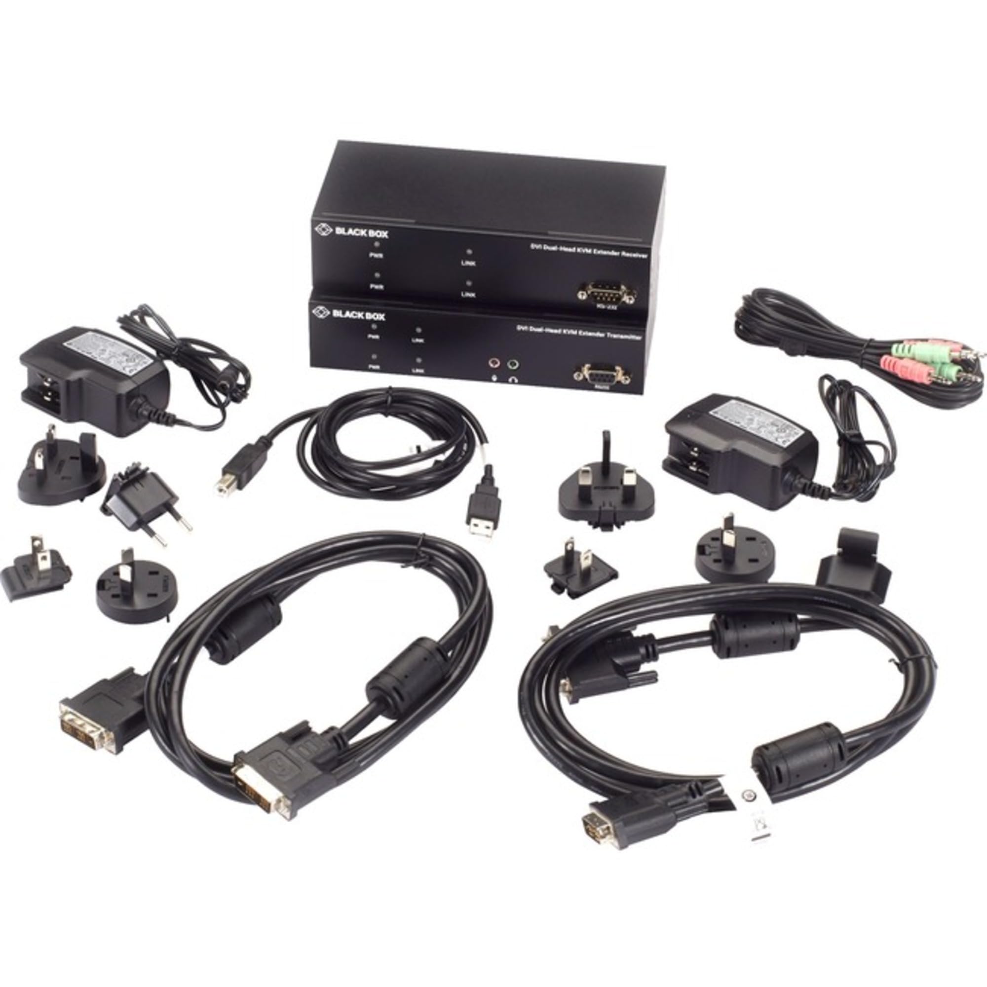 Kvm Extender Kit Over Catx - Dual-Monitor, Dvi-D, Usb 2.0, Audio, Serial, Local