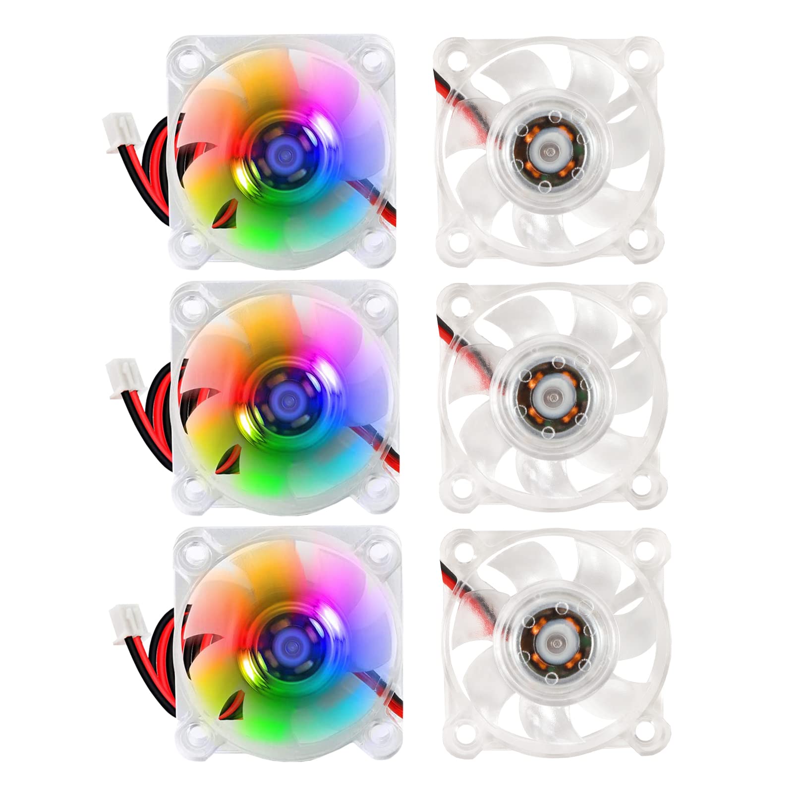 Alinan 6Pcs 4010 12V Color Led Mini Brushless Cooling Fan Transparent 40 * 40 * 10Mm 0.05A For 3D Printer, Pc, Case, Cpu
