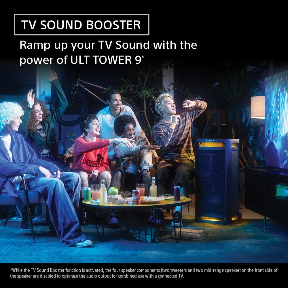 Sony Ult Tower 9 Bluetooth Karaoke Party Speaker With Powerful Bass, 360 Sound And Party Lights, 25 Hour Battery, And Convenient