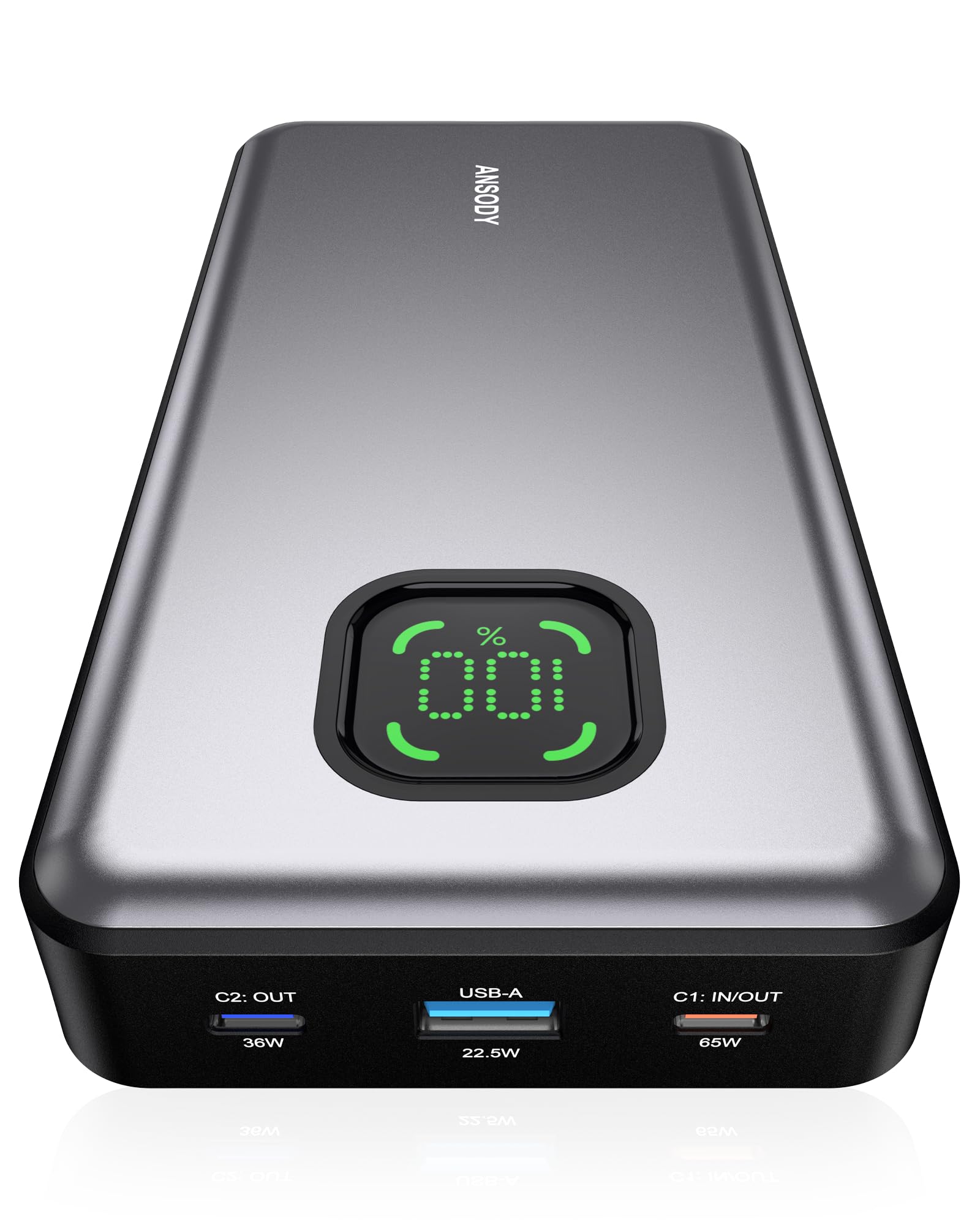 Ansody 65W Power Bank, 25000mAh Laptop Portable Charger, 100W Total Fast Charging Battery Pack for MacBook Dell XPS iPad Tablet 