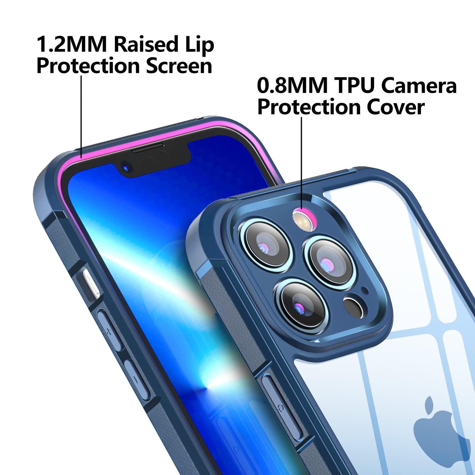 Vsdukmc Compatible With Iphone 13 Pro Max Case 6.7 In, With Integrated Camera Protection Cover, Clear Hard Pc Back With Shockpro