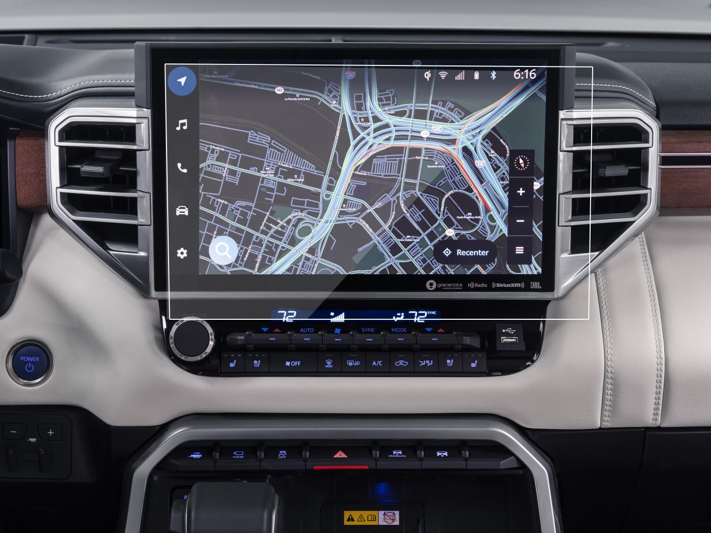 Azzigo Tempered Glass Screen Protector For 2024 2023 2022 Toyota Tundra & 2024 2023 Sequoia 14 Inch Navigation Touchscreen High