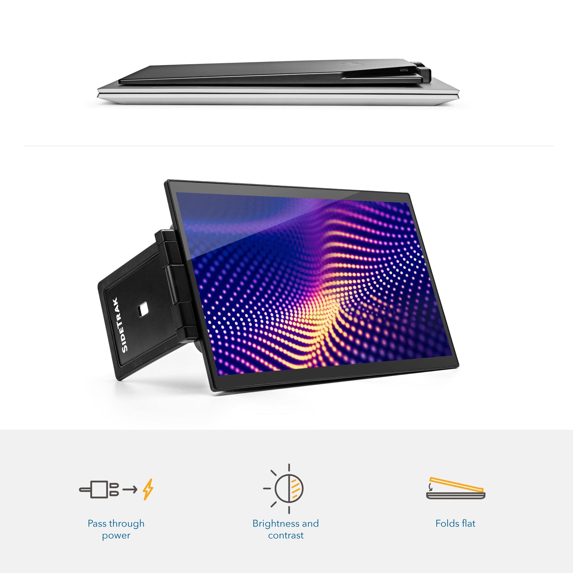 Sidetrak Swivel Pro 13.3'' Ultra Slim Attachable Portable Monitor, Fhd Ips 1080P Laptop Screens With Kickstand + Unique Patented