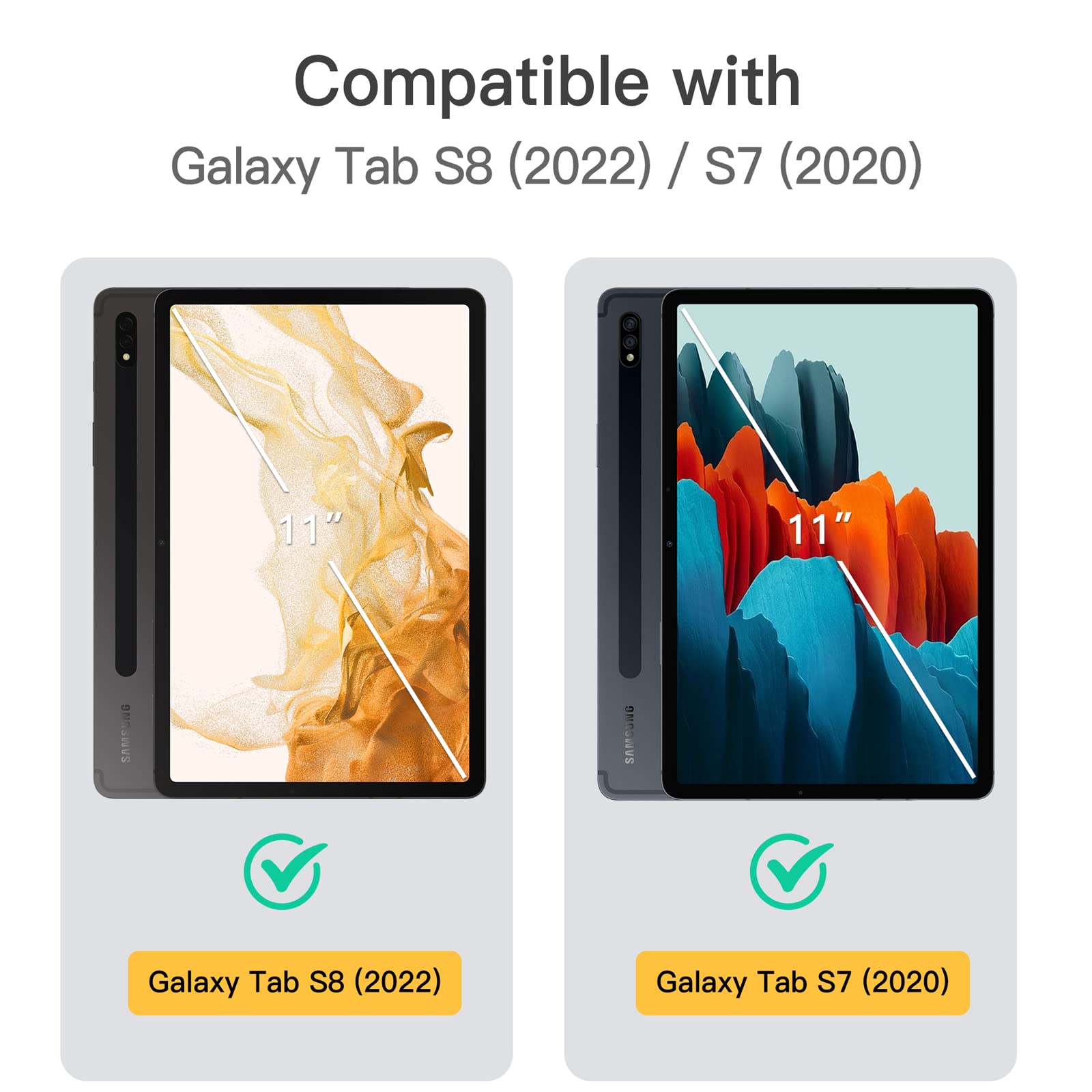 Jetech Case For Samsung Galaxy Tab S8 2022/S7 2020 11-Inch With S Pen Holder, Slim Folio Stand Protective Tablet Cover, Multi-An