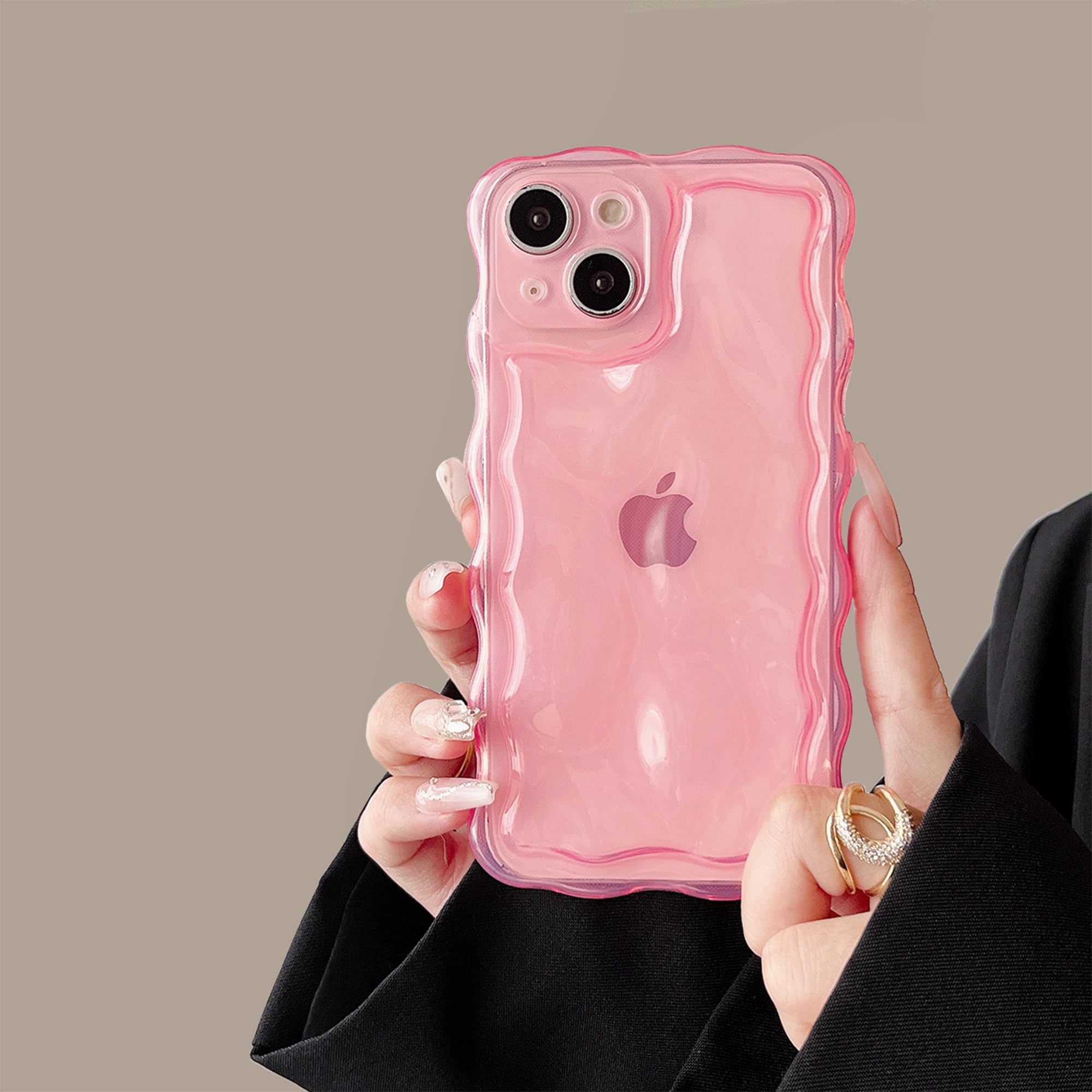 Fabspark Case For Iphone 13 Pro,Cute 3D Transparent Meteorite Bubble Water Ripple Pattern Curly Wavy Frame Case,Soft Tpu Shockpr