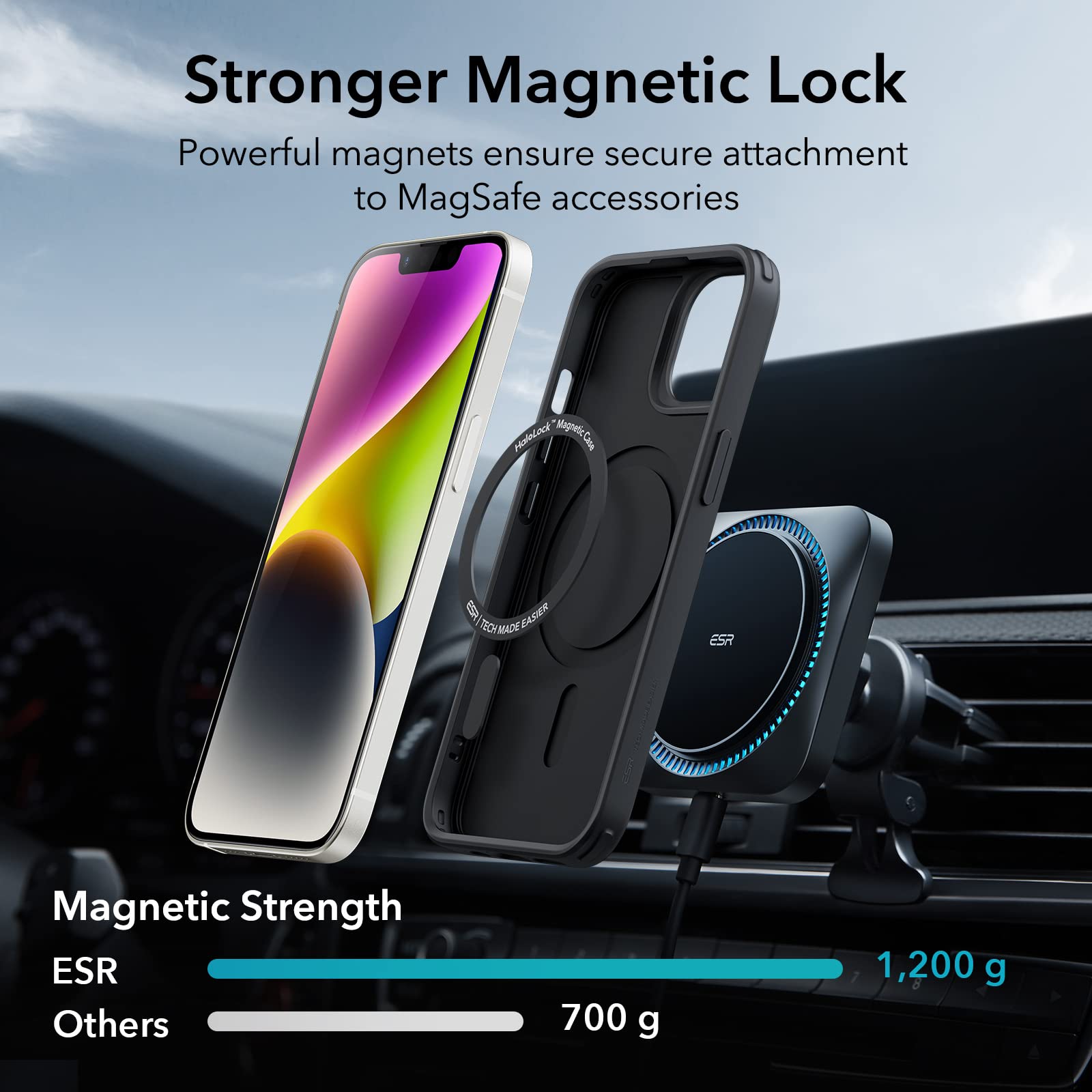 Esr Hybrid Magnetic Case With Halolock, Compatible With Iphone 14 And 13 , Compatible With Magsafe, Shockproof Military-Grade Pr