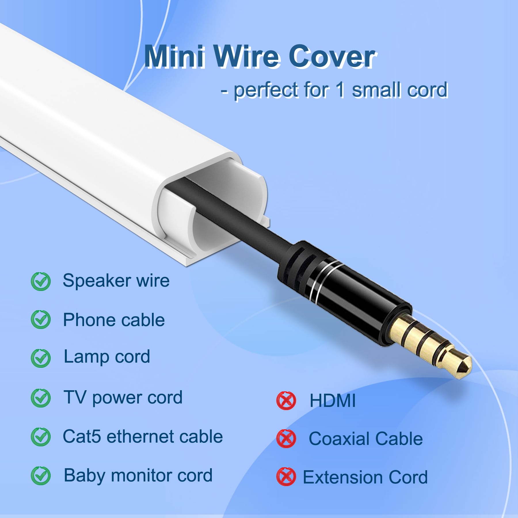 142'' Mini Cable Hider Wall   Bestong Cord Cover For Single Cord, Pvc Wire Concealer For Cords, Paintable Cable Raceway