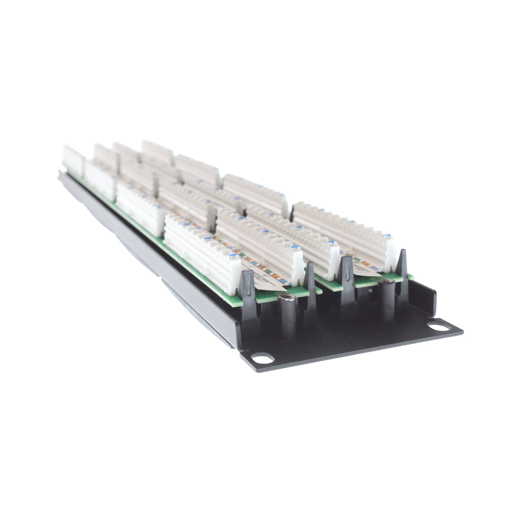 Leviton Gigamax 5E Universal Patch Panel, 48-Port, 2Ru, Cat 5E, Cable Management Bar Included, 5G596-U48, Black
