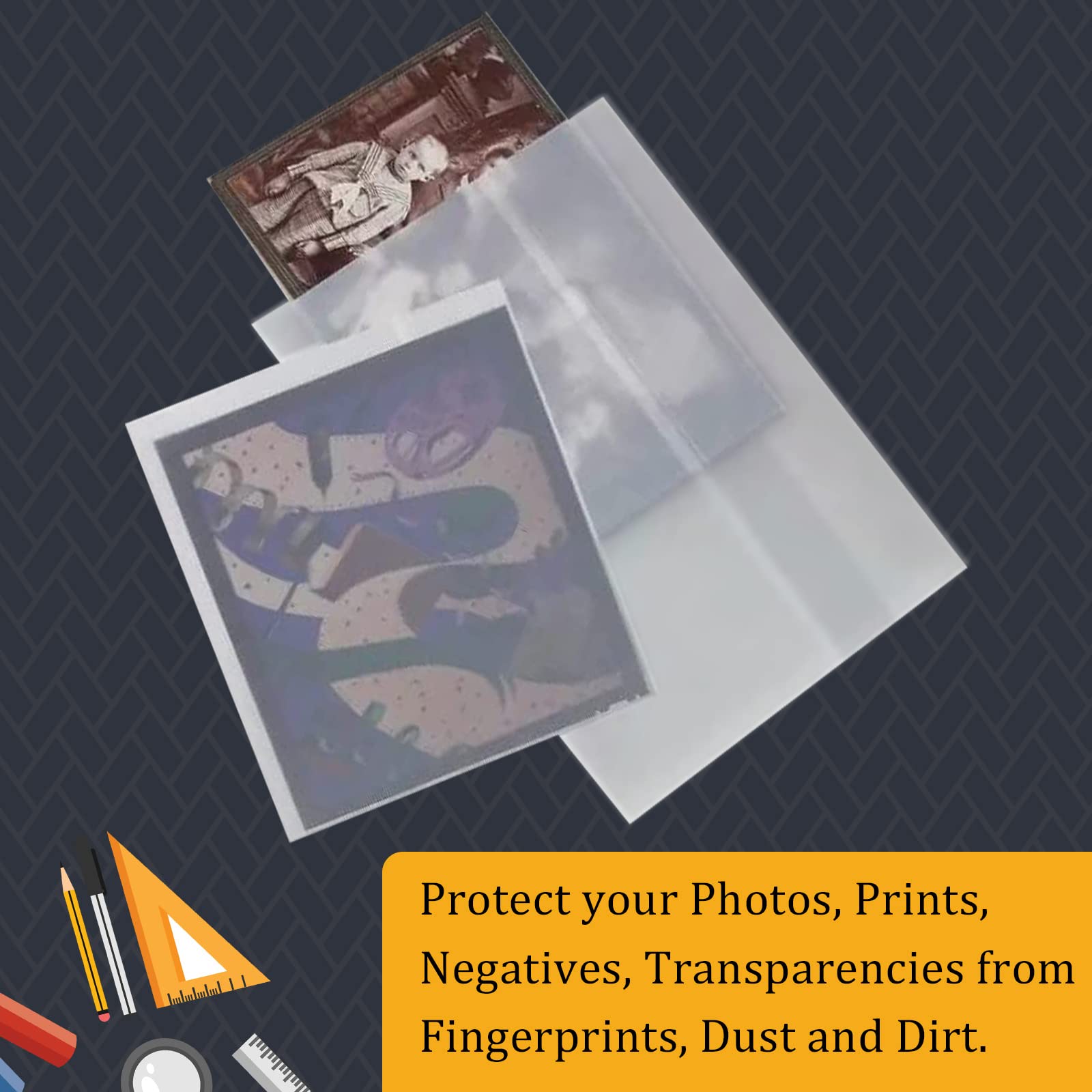 Lineco, Glassine Envelopes 4.25''X5.25'', Preserve Photos, Prints, Negatives. Store Stamps, Coins, Scrapbooking, Storage (Pack O