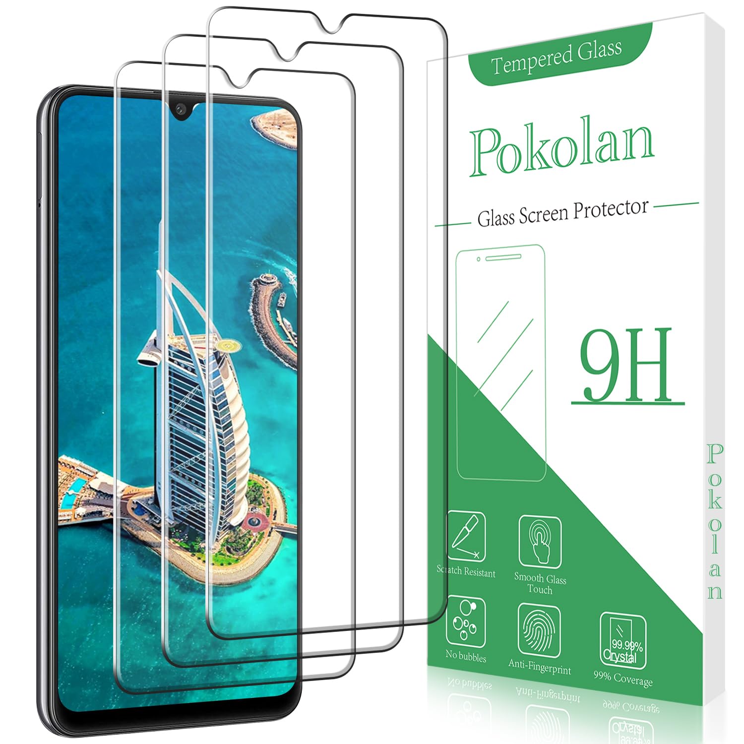 Pokolan (3 Pack Tempered Glass For Samsung Galaxy A32 5G Screen Protector, Easy To Install, Bubble Free, Case Friendly