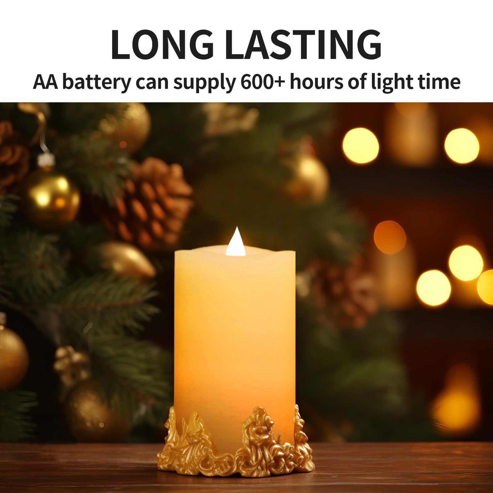 Asldoiweh 3 X 5 Flameless Candles Set Of 1, 2Aa Battery Life 600 Hours Battery Candles Flickering With Timer, 5 Inch Flameless C